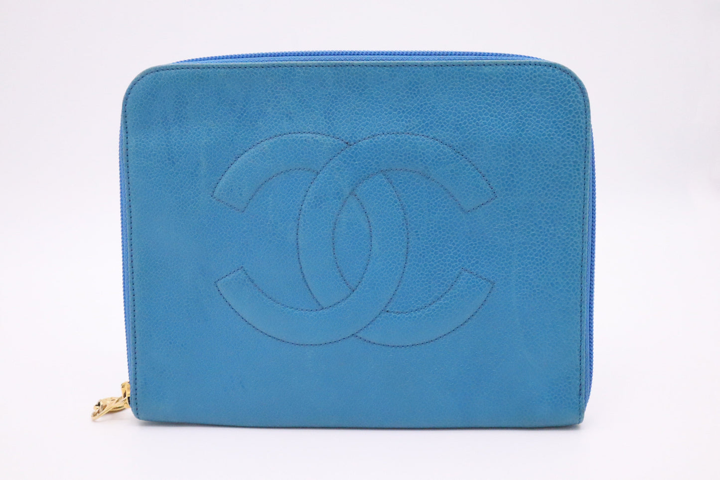 Chanel Caviar Blue Leather Clutch Bag