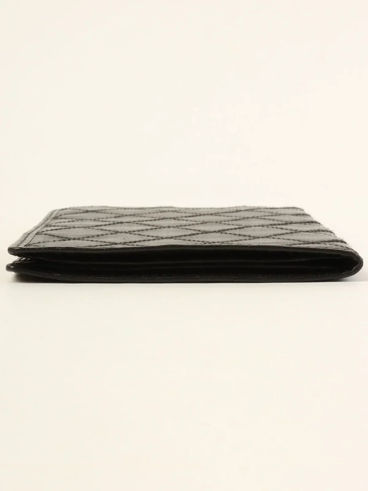 CHANEL Around 1990 Made Bicolore Stitch Long Wallet Black