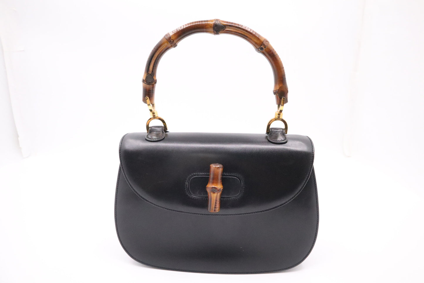 Gucci Bamboo Leather Black Medium Top Handle Accessory