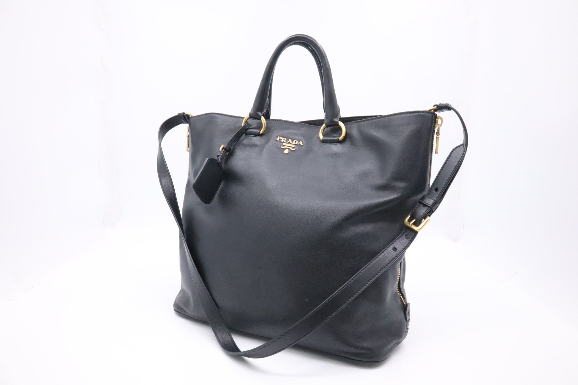 Prada Way Bag In Leather Black Travel Bag