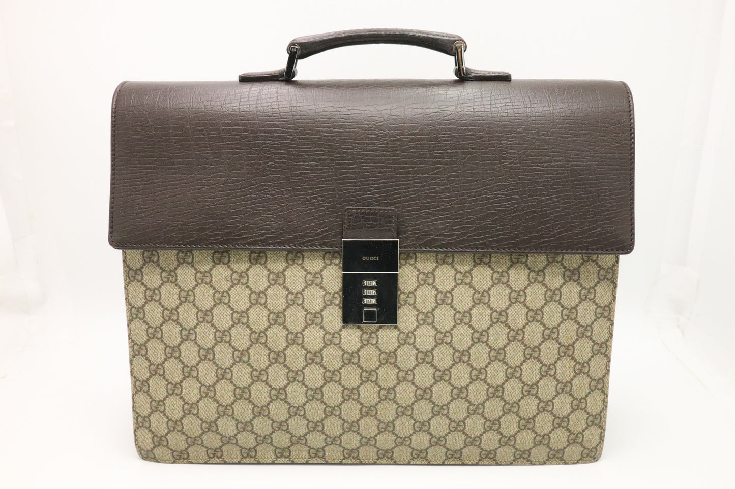Gucci Business GG Supreme Leather Canvas Brown Handbag