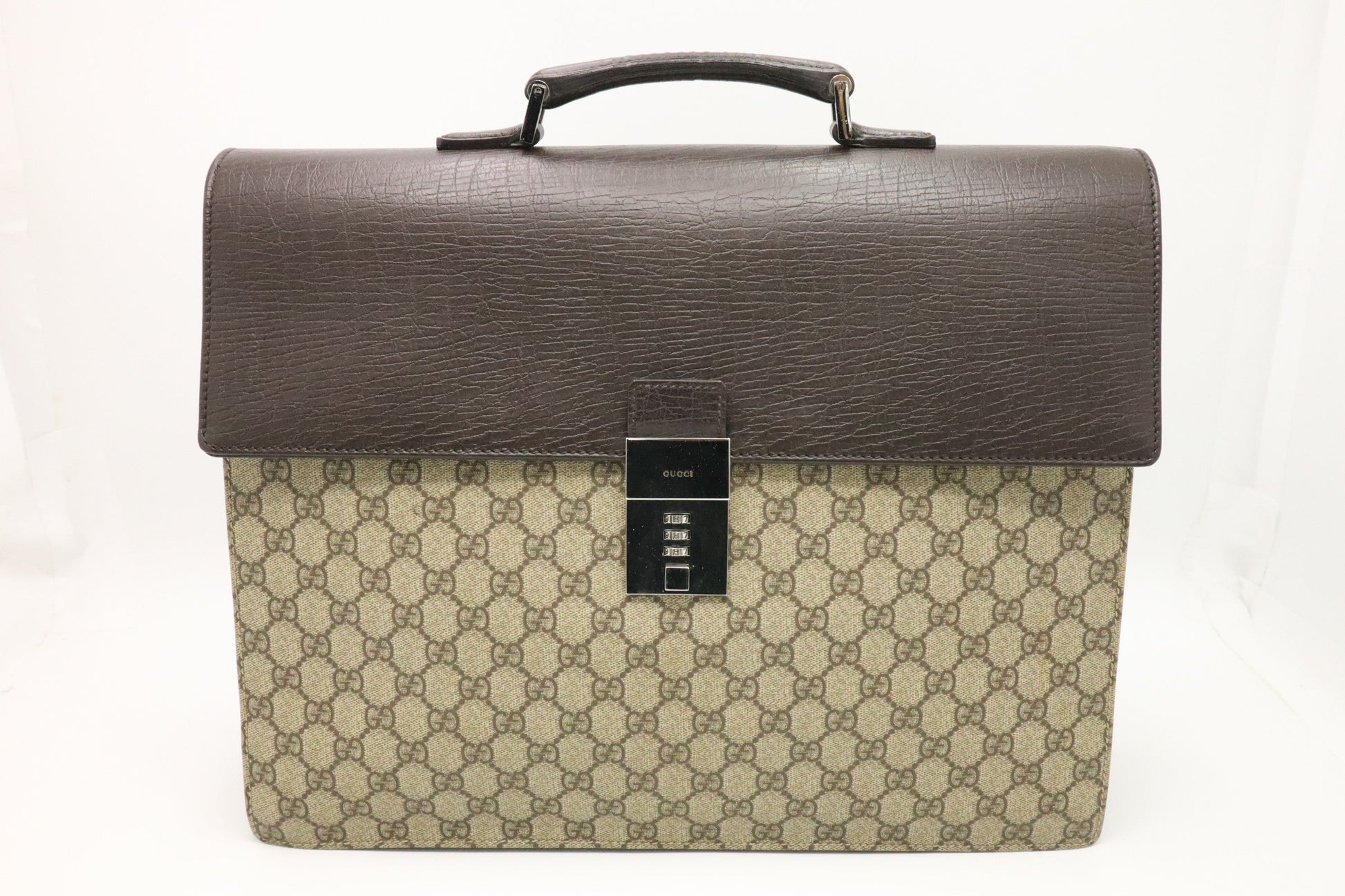 Gucci Business GG Supreme Leather Canvas Brown Handbag