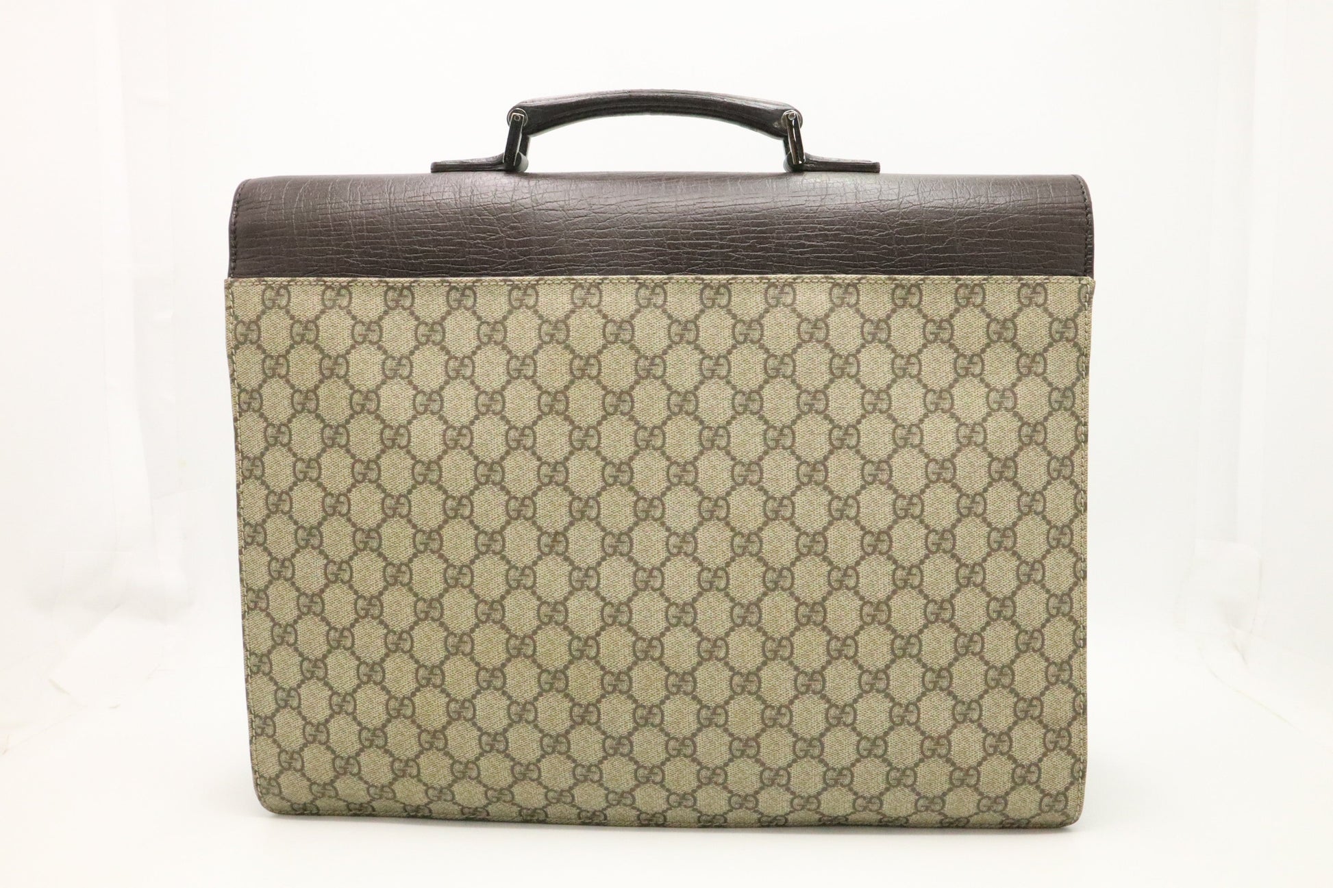 Gucci Business GG Supreme Leather Canvas Brown Handbag