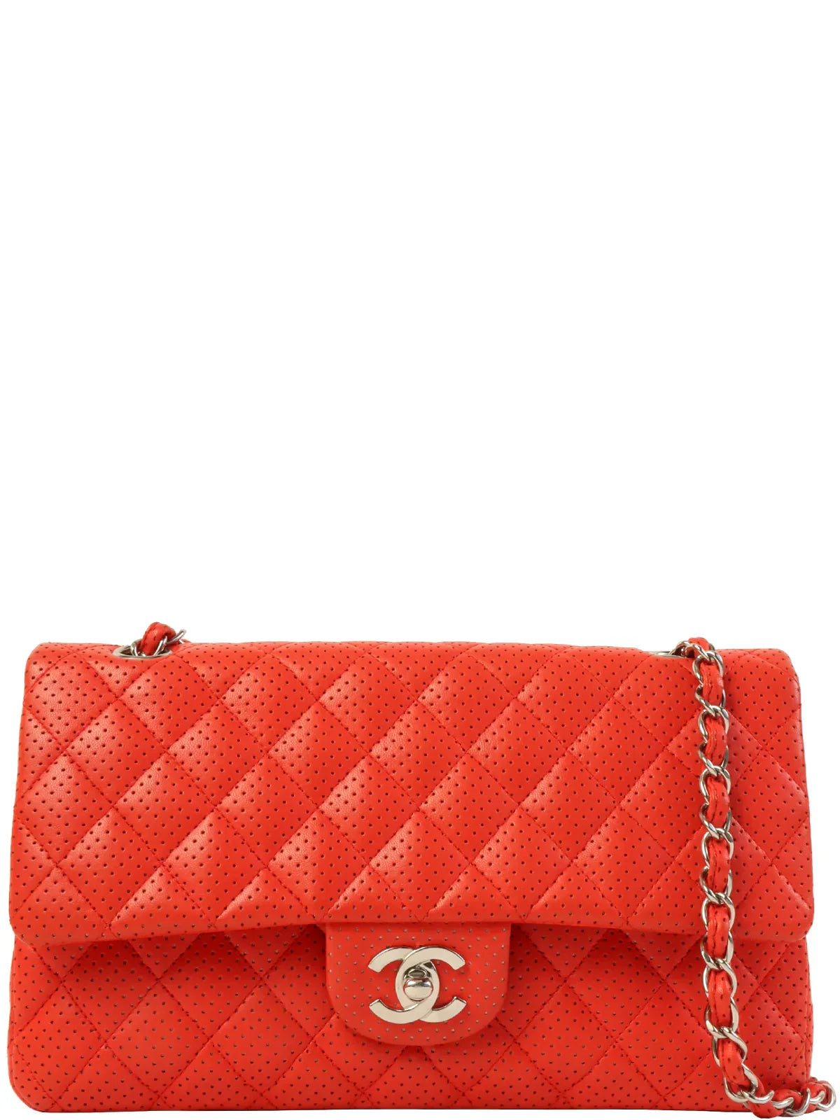 Chanel Around  Made Punching Leather Turn-Lock Chain Shoulder Bag Red