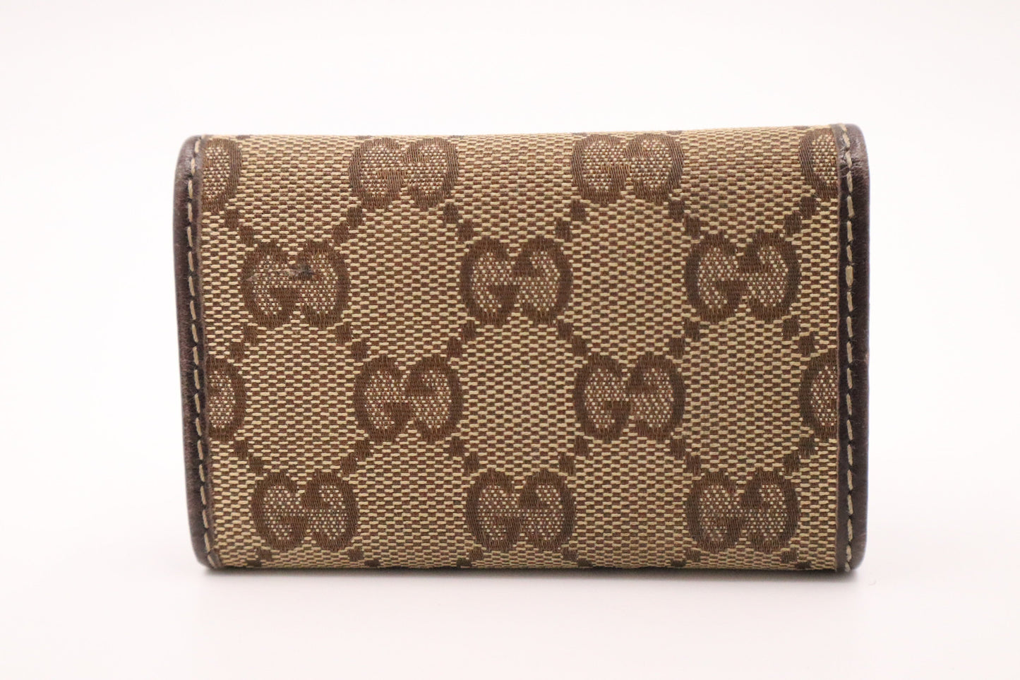 Gucci 4 Key Case GG & Leather Canvas Brown Handbag