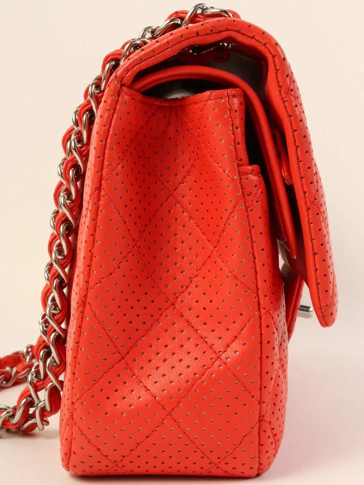 Chanel Around  Made Punching Leather Turn-Lock Chain Shoulder Bag Red