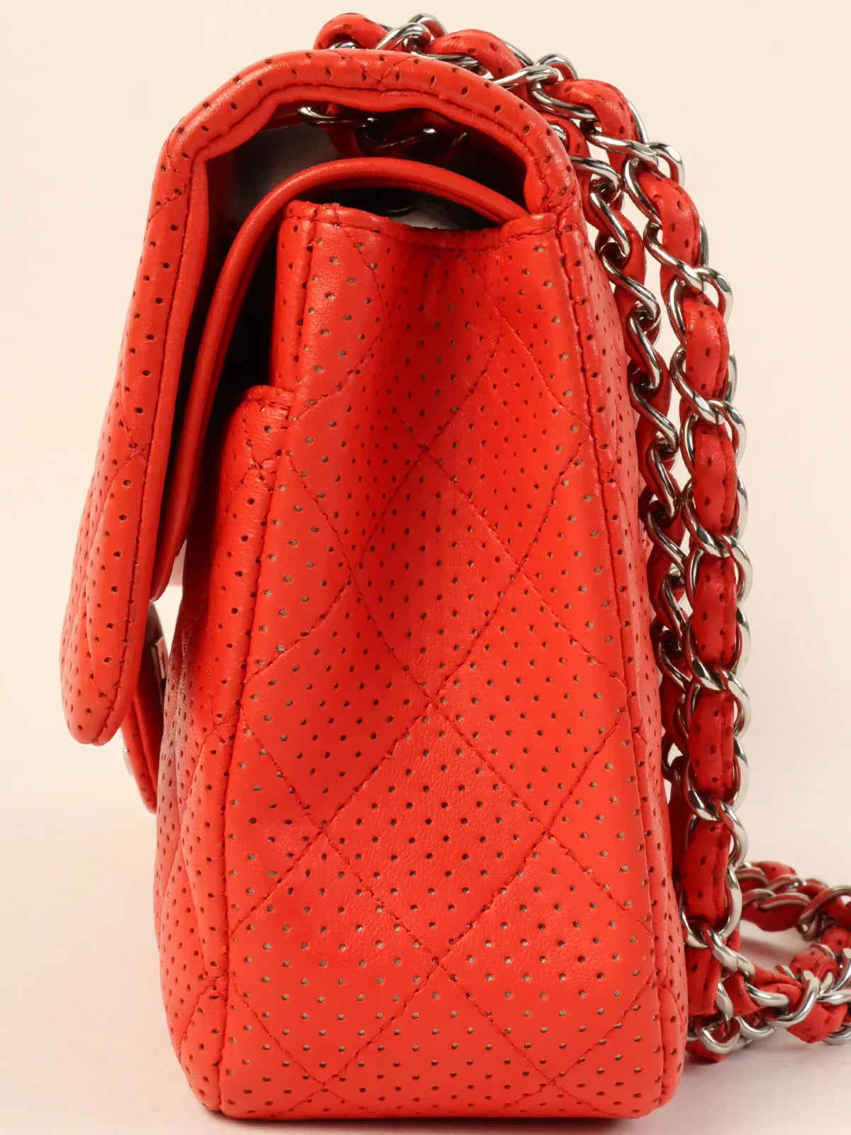 Chanel Around  Made Punching Leather Turn-Lock Chain Shoulder Bag Red