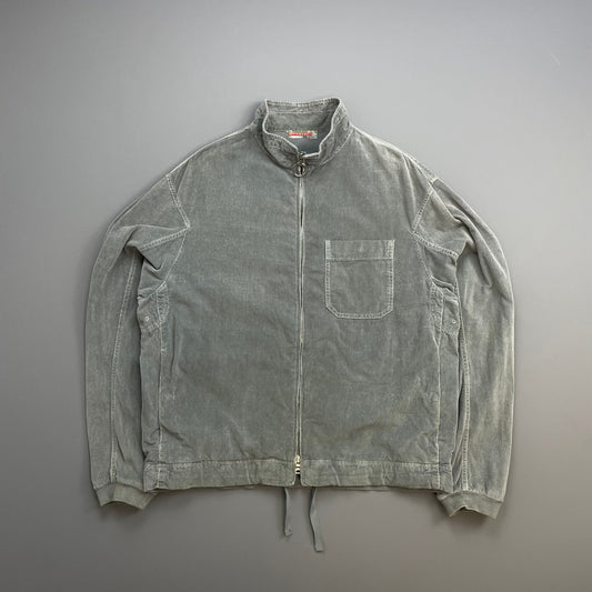 Prada Handbag Sport Grey 00s Corduroy Lightweight -Through Jacket Gray Zip