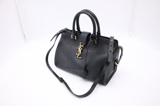 YSL Saint Laurent Cabas In Travel Bag Leather Black