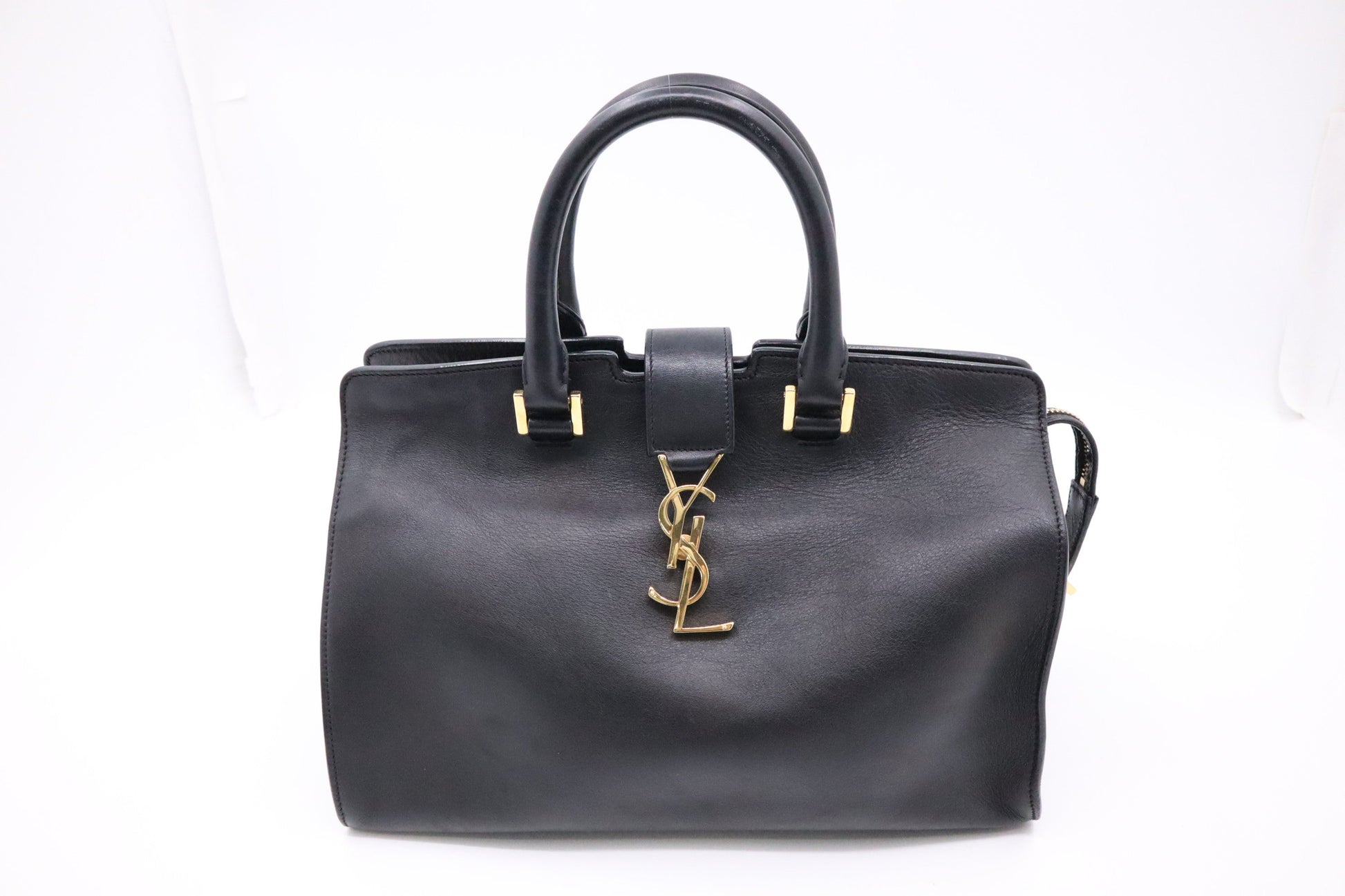 YSL Saint Laurent Cabas In Travel Bag Leather Black