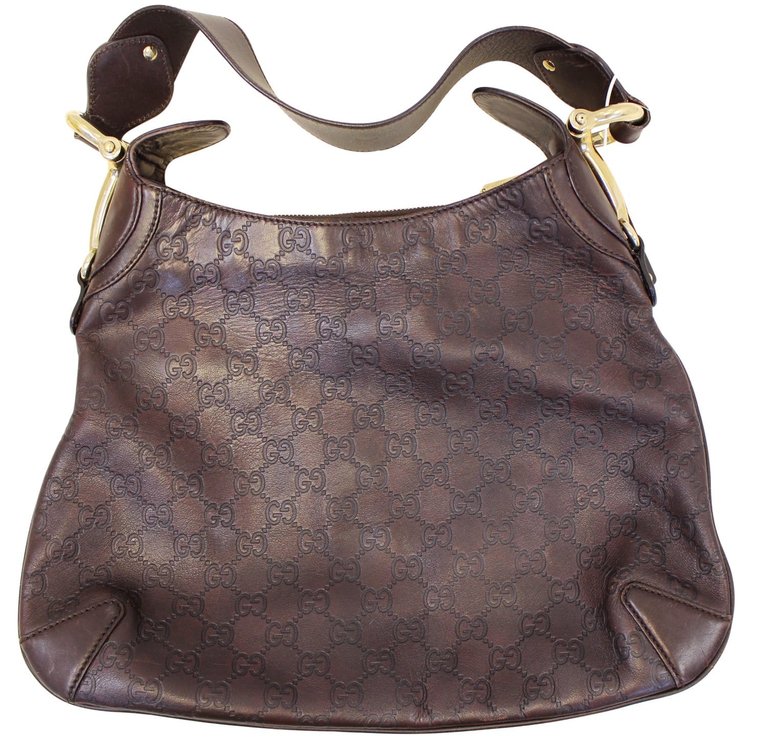 Gucci ssima Horsebit Creole Hobo Bag Leather Brown Travel Bag