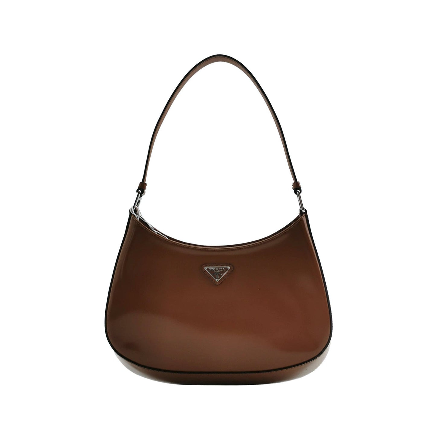 Prada Cleo Caramel Brushed Shoulder Bag Leather Brown