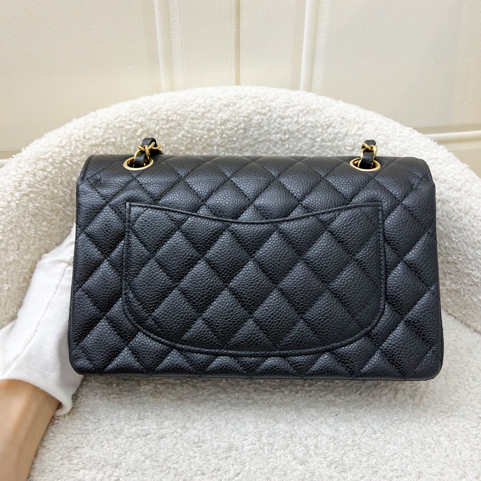 Chanel Small Classic Flap Cf in Black Caviar and Ghw Handbag