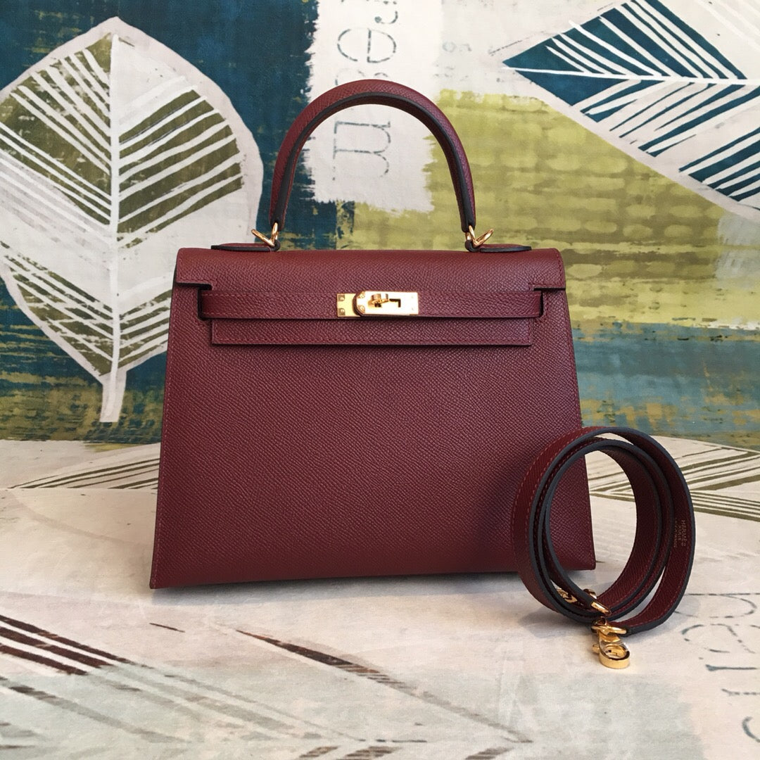 Top Quality Kelly Burgundy For Women Toned Gold Travel Bag