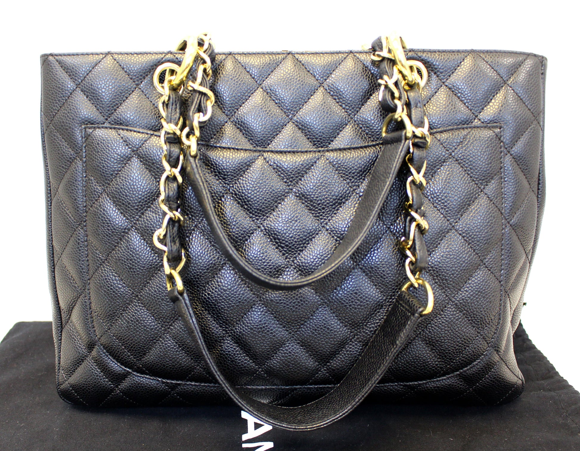 Chanel Caviar Grand Shopping Leather Black Travel Bag