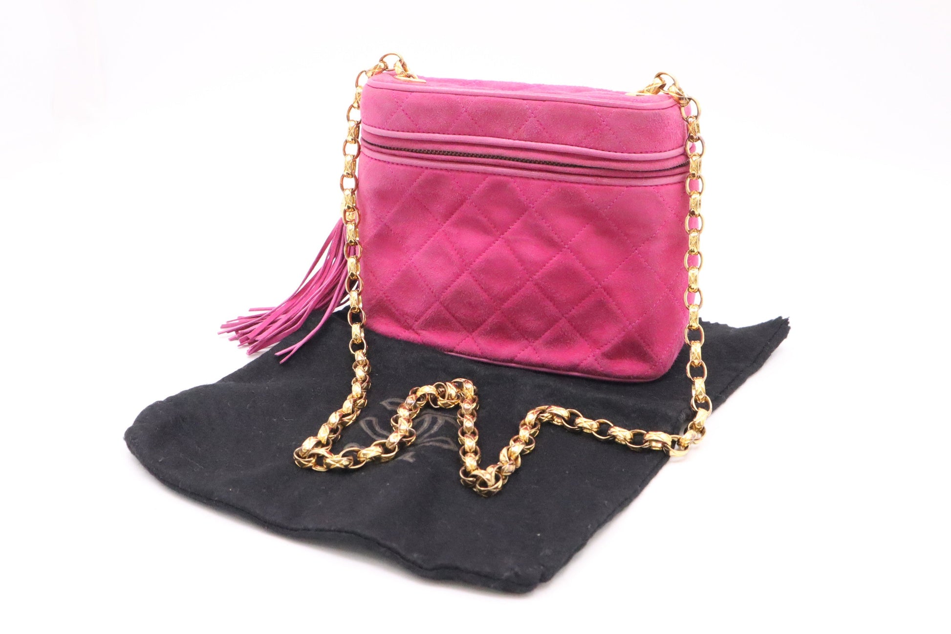 Chanel Vanity Suede Pink Shoulder Bag