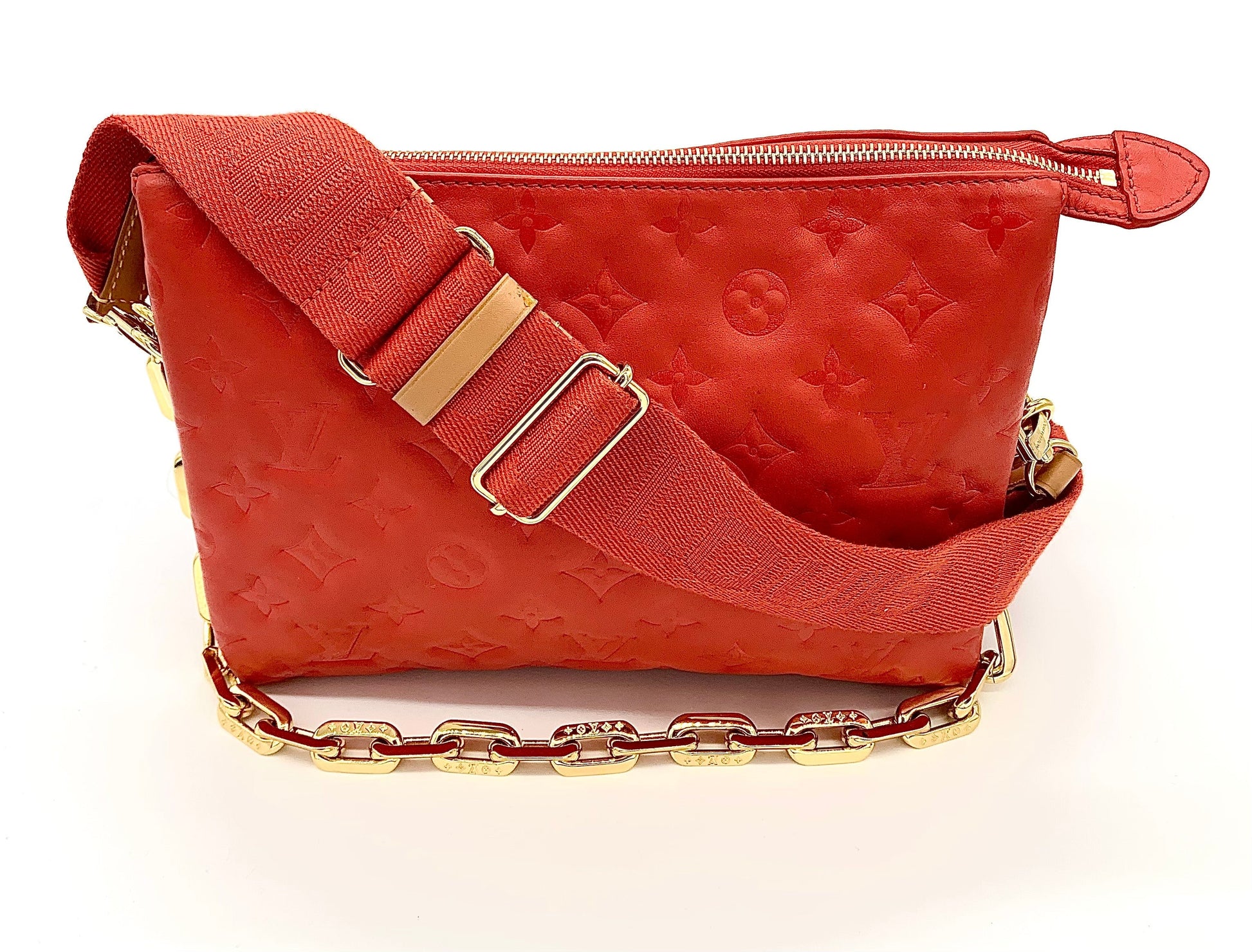 Louis Vuitton COUSSIN EMBOSSED Leather Red Crossbody Bag