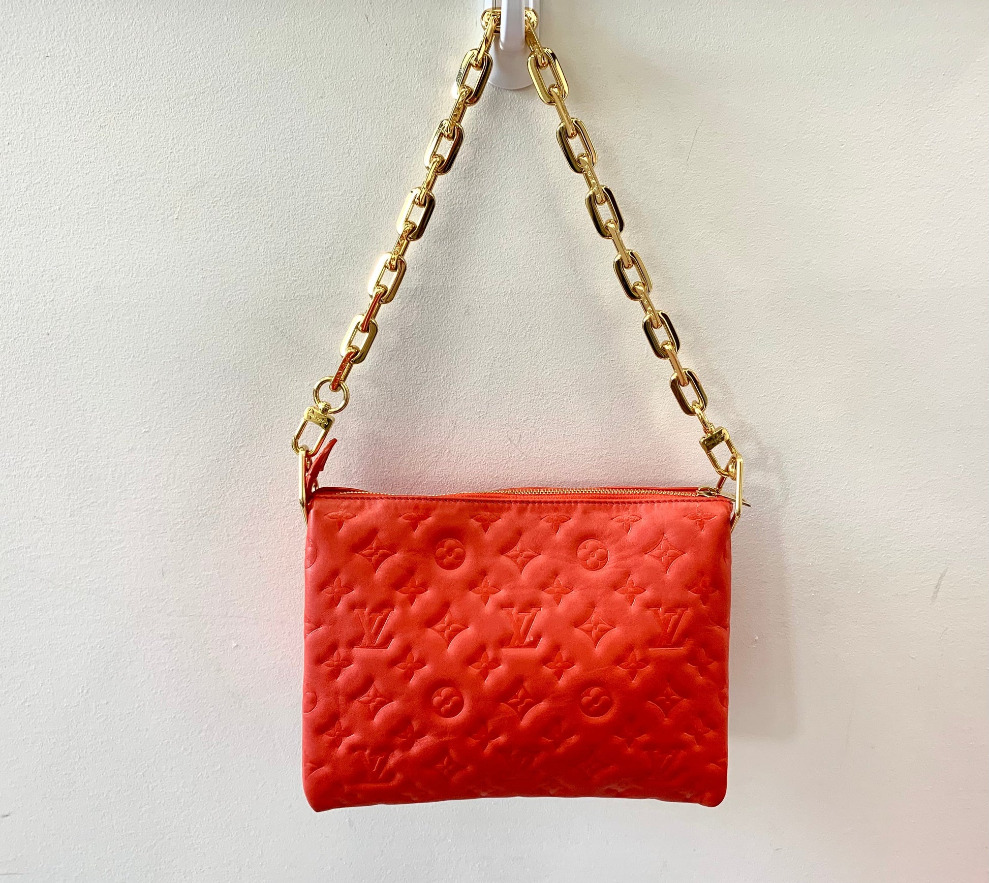 Louis Vuitton COUSSIN EMBOSSED Leather Red Crossbody Bag