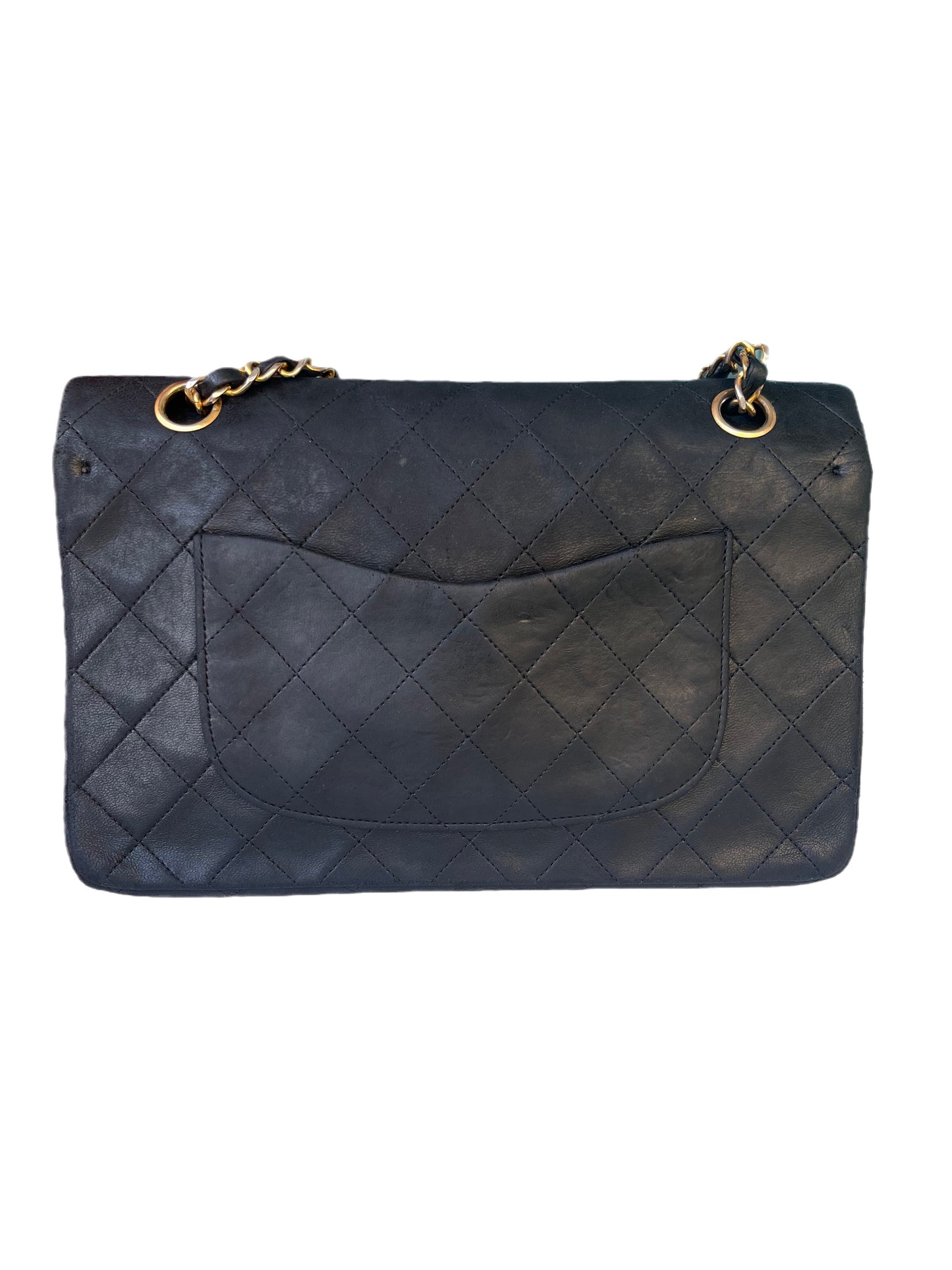 Chanel Classic Flap 24k Hardware Black Gold Leather Handbag