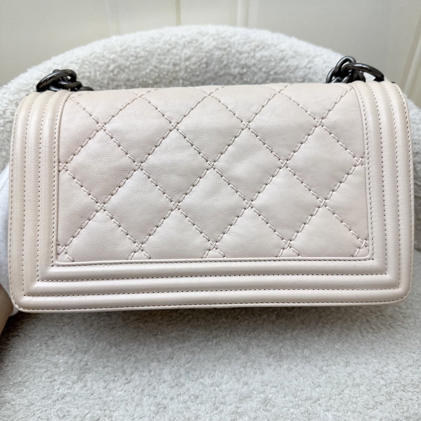 Chanel Medium 25Cm Boy Flap In Nude Pink Calfskin And Rhw Bag