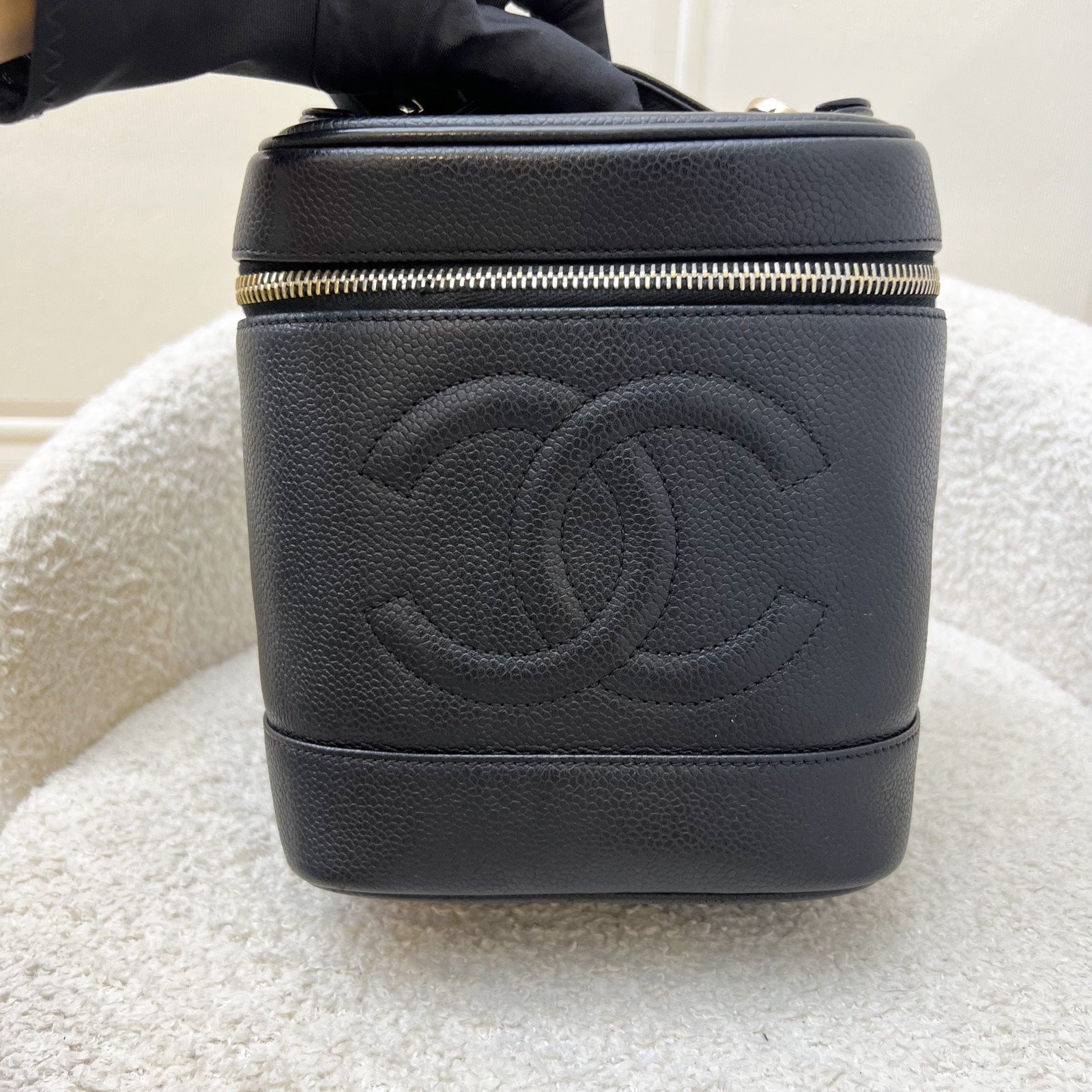 Chanel Vertical Vanity In Black Caviar And Ghw Bag