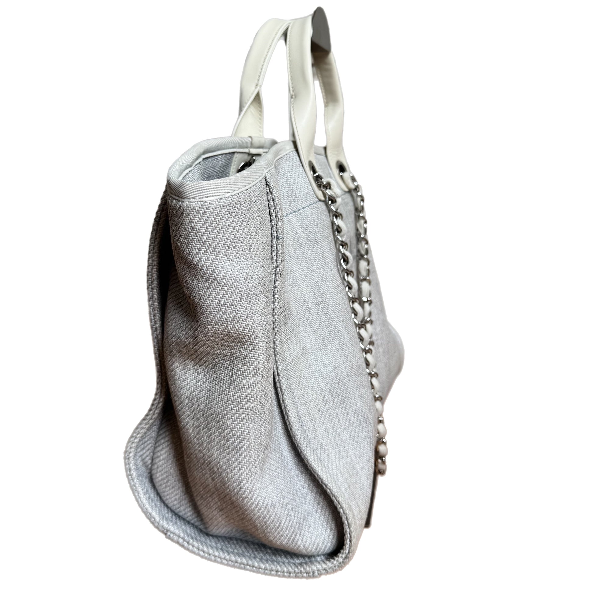 Chanel Deauville Light Denim Top Handle Blue Grey Tote Bag