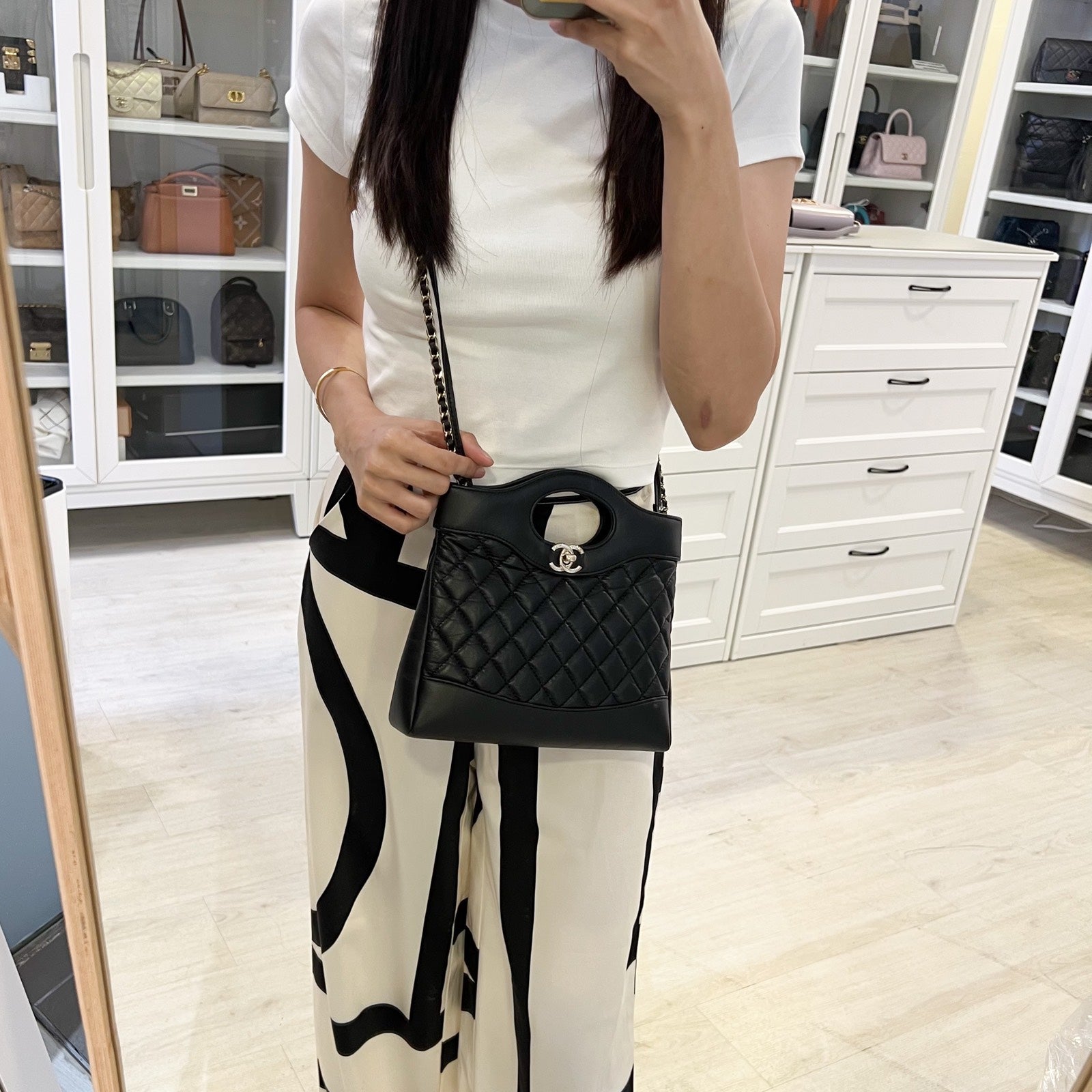 Chanel 31 Small / Mini Shopping Bag in 23A Black Matte Calfskin and Lghw