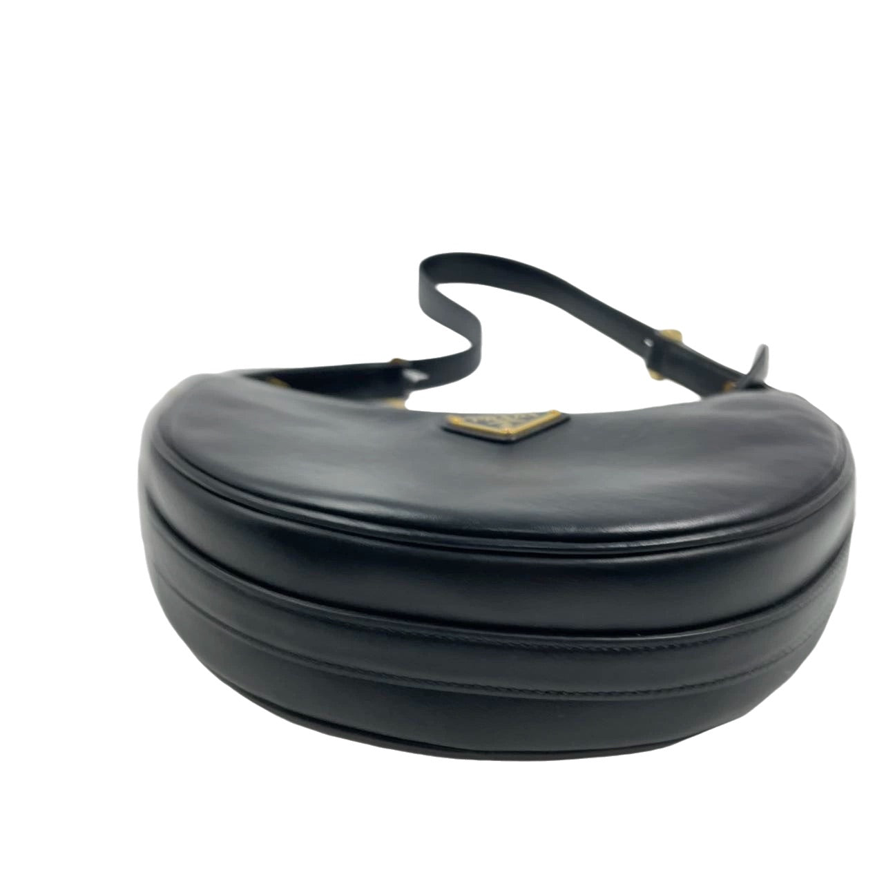 Prada Arquã © Calfskin Shoulder Bag Crescent Moon Leather Black