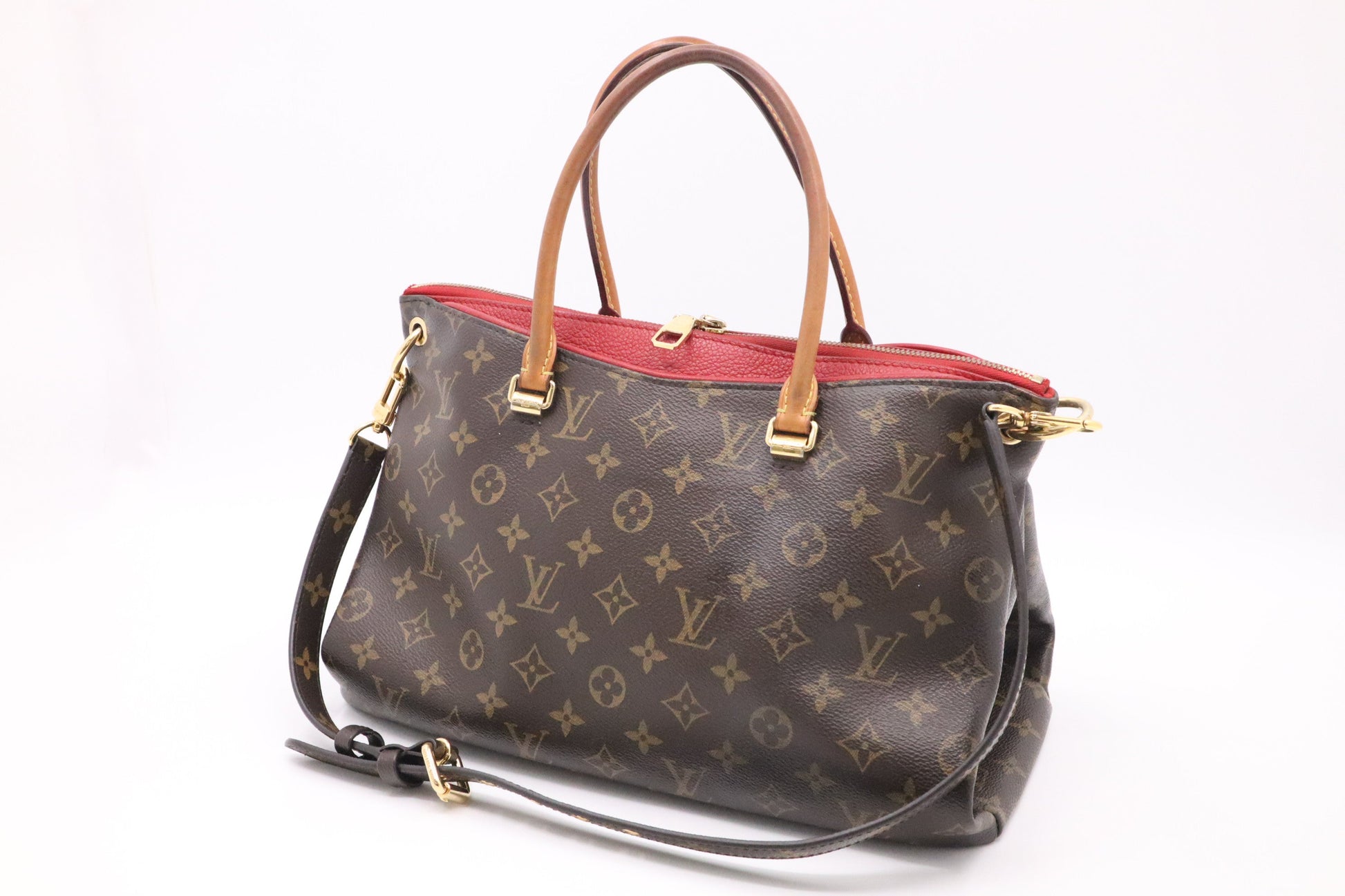 Louis Vuitton Pallas & Monogram Canvas Leather Red Handbag