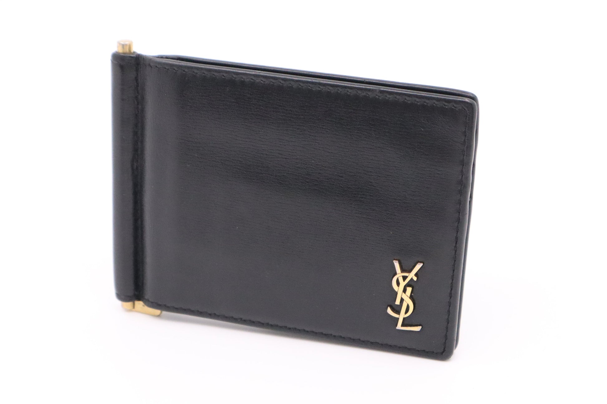 YSL Saint Laurent Bifold Wallet In Travel Bag Leather Black