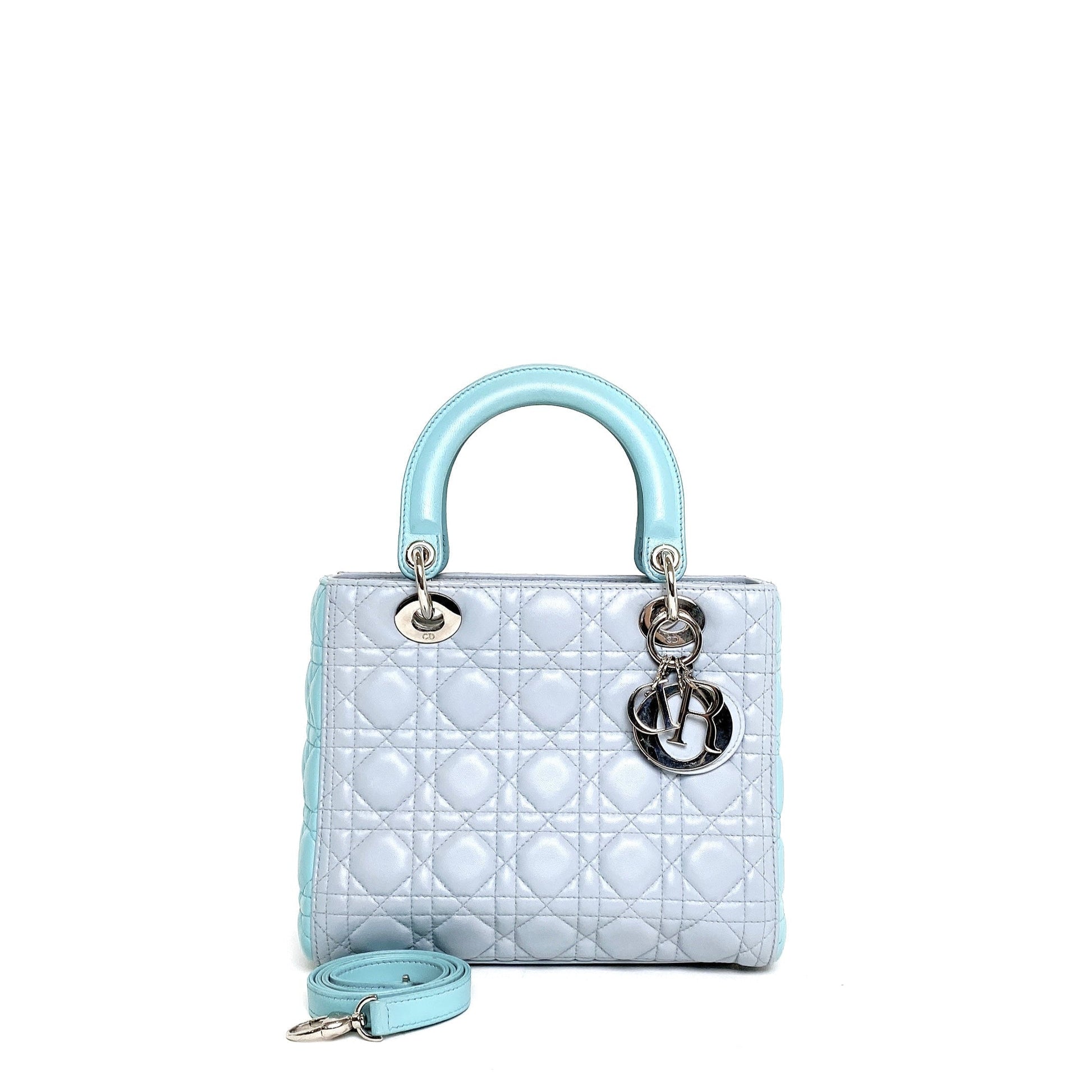 Dior Lady Grey Tone Handbag Blue Gray Travel Bag