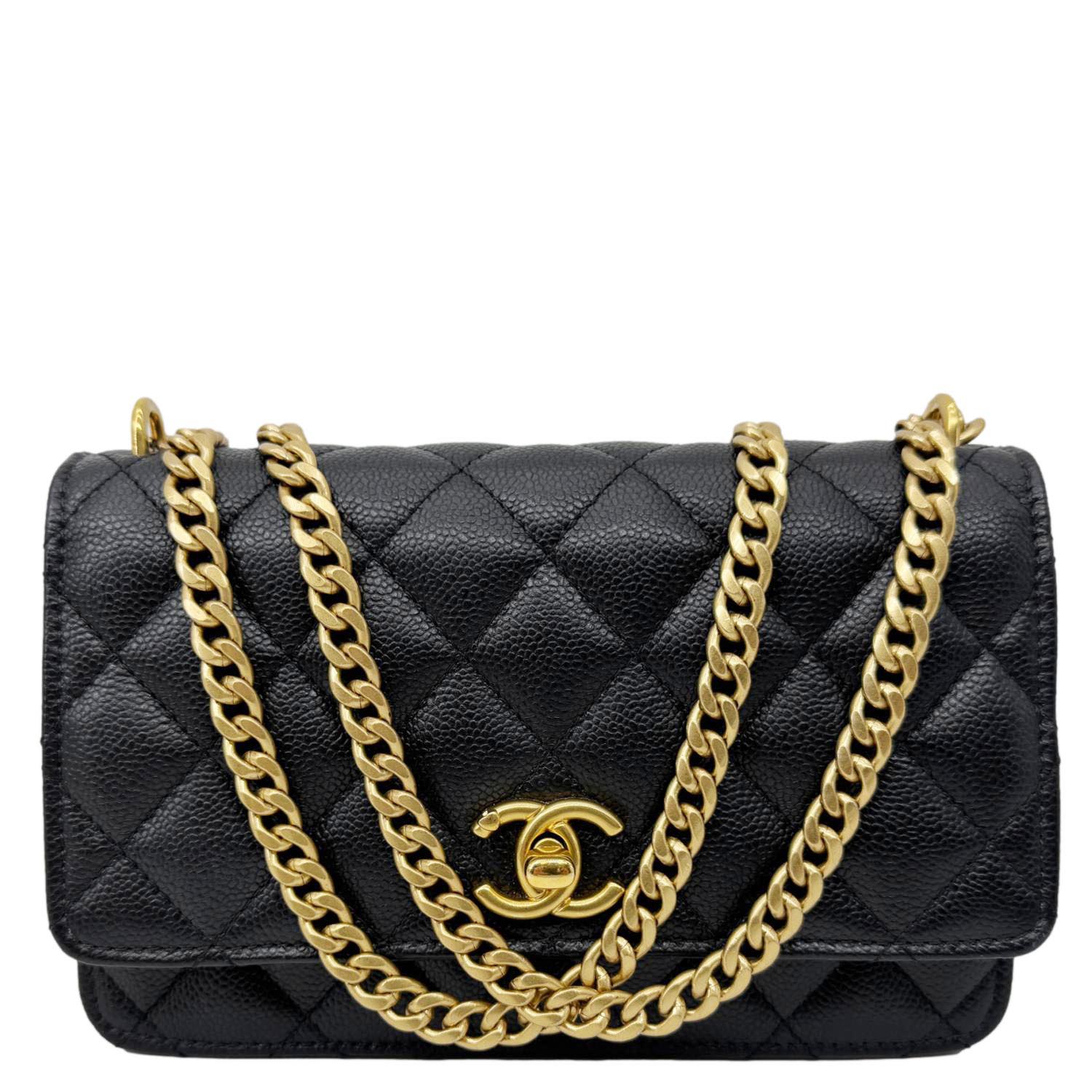 Chanel Sweet Heart Flap Quilted On Leather Black Wallet Case