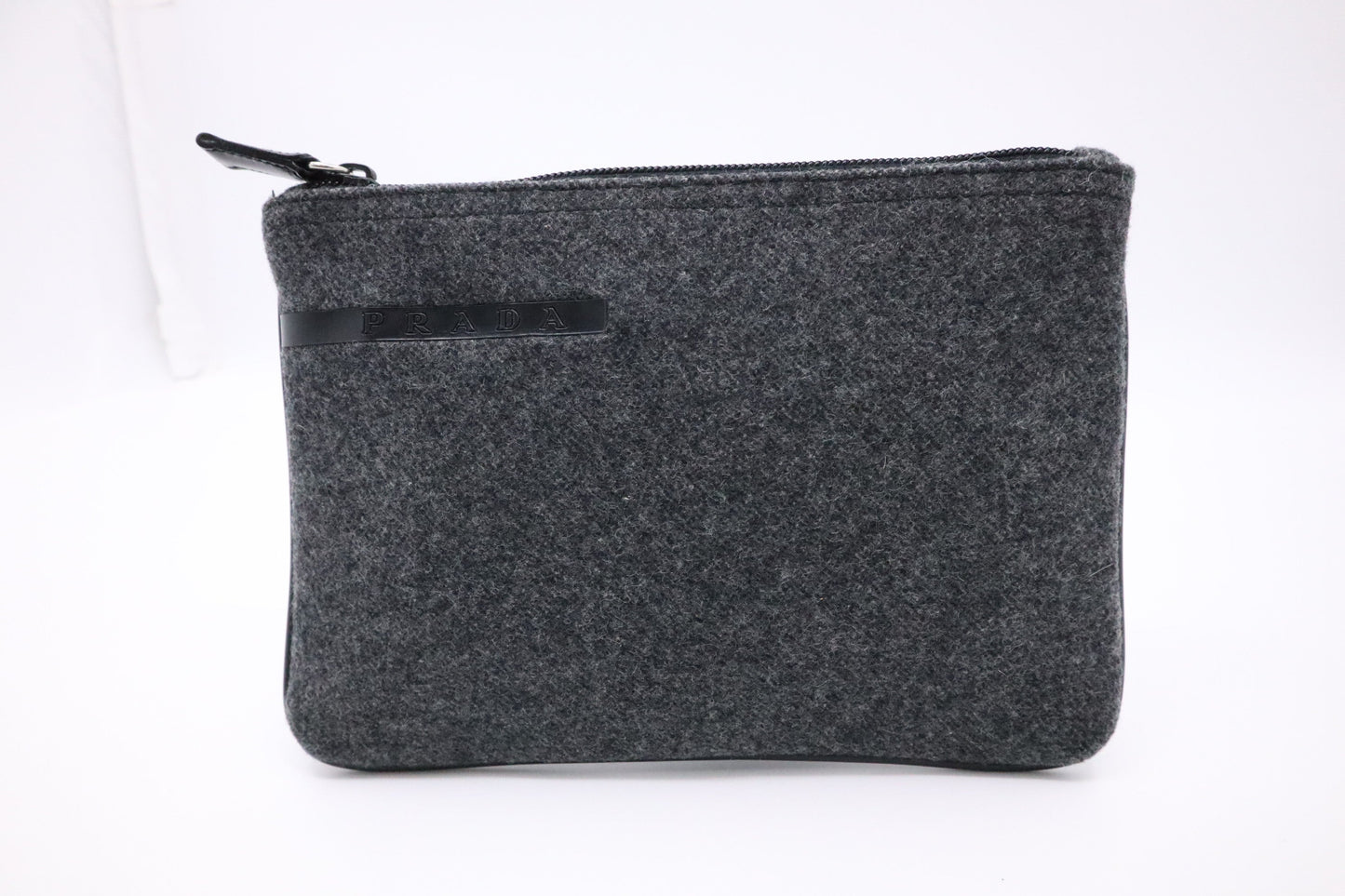 Prada Pouch In Gray Felt Handbag Travel Bag