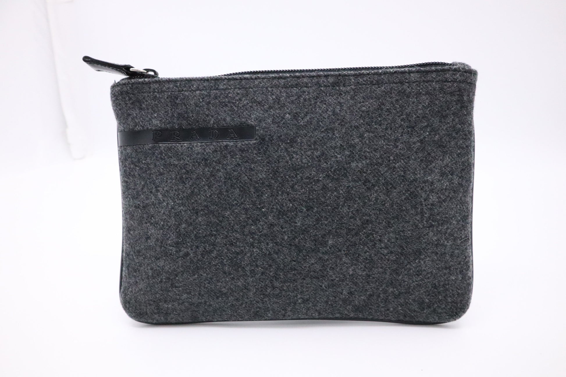 Prada Pouch In Gray Felt Handbag Travel Bag