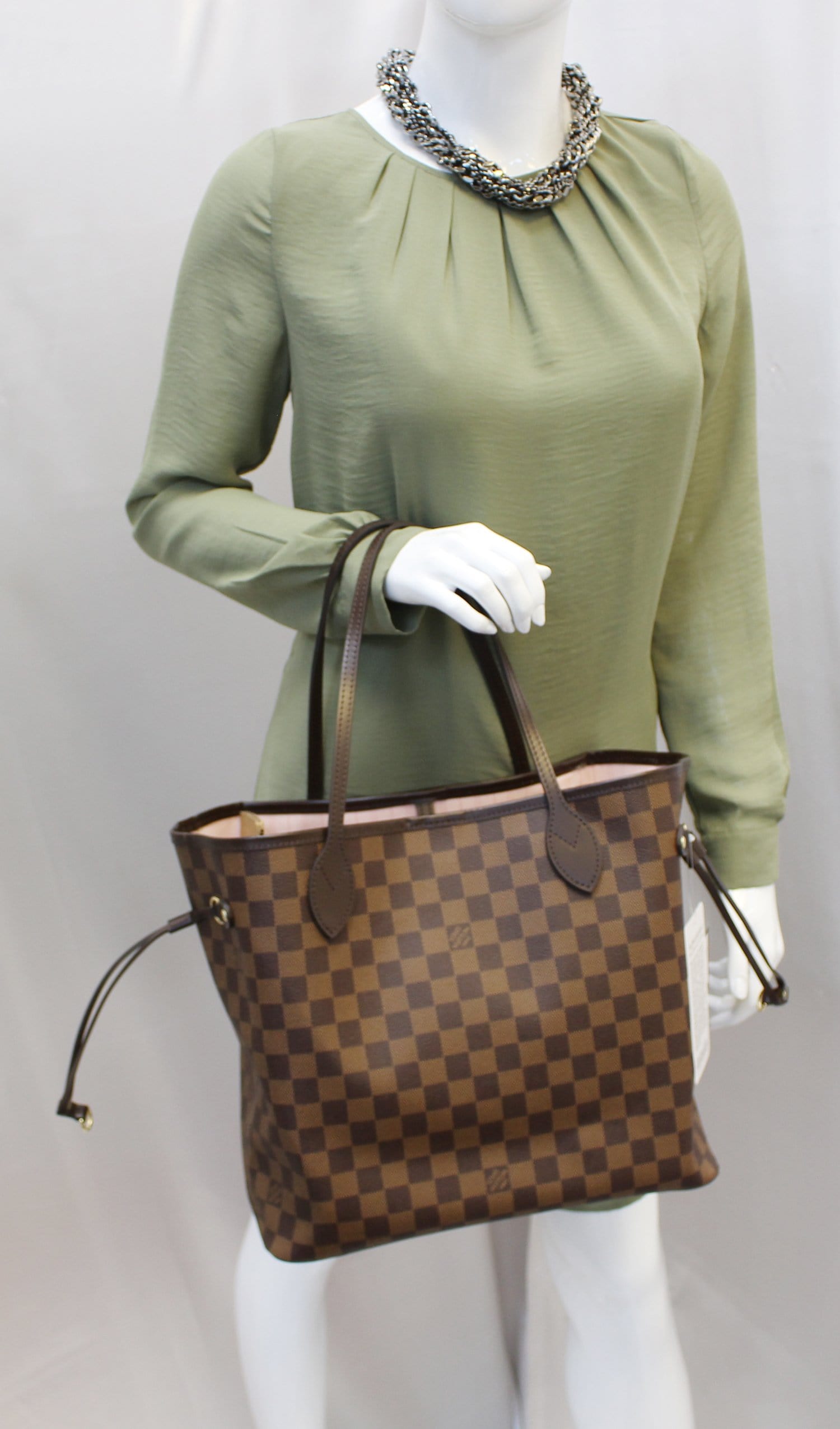 Louis Damier Ebene Neverfull Mm Nm Tote Pink Tote Bag