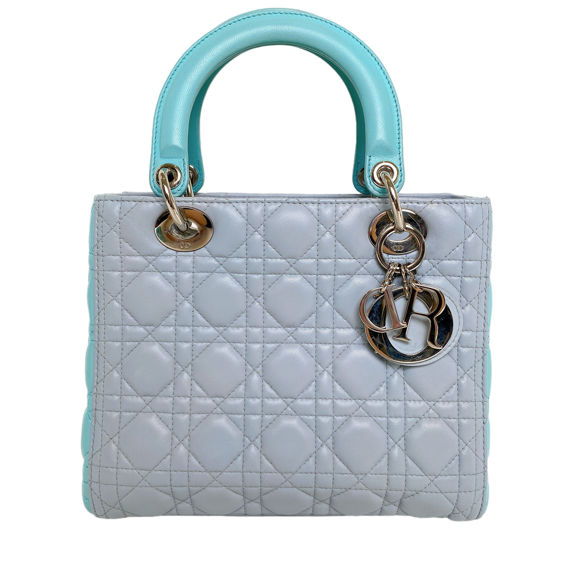 Dior Lady Grey Tone Handbag Blue Gray Travel Bag
