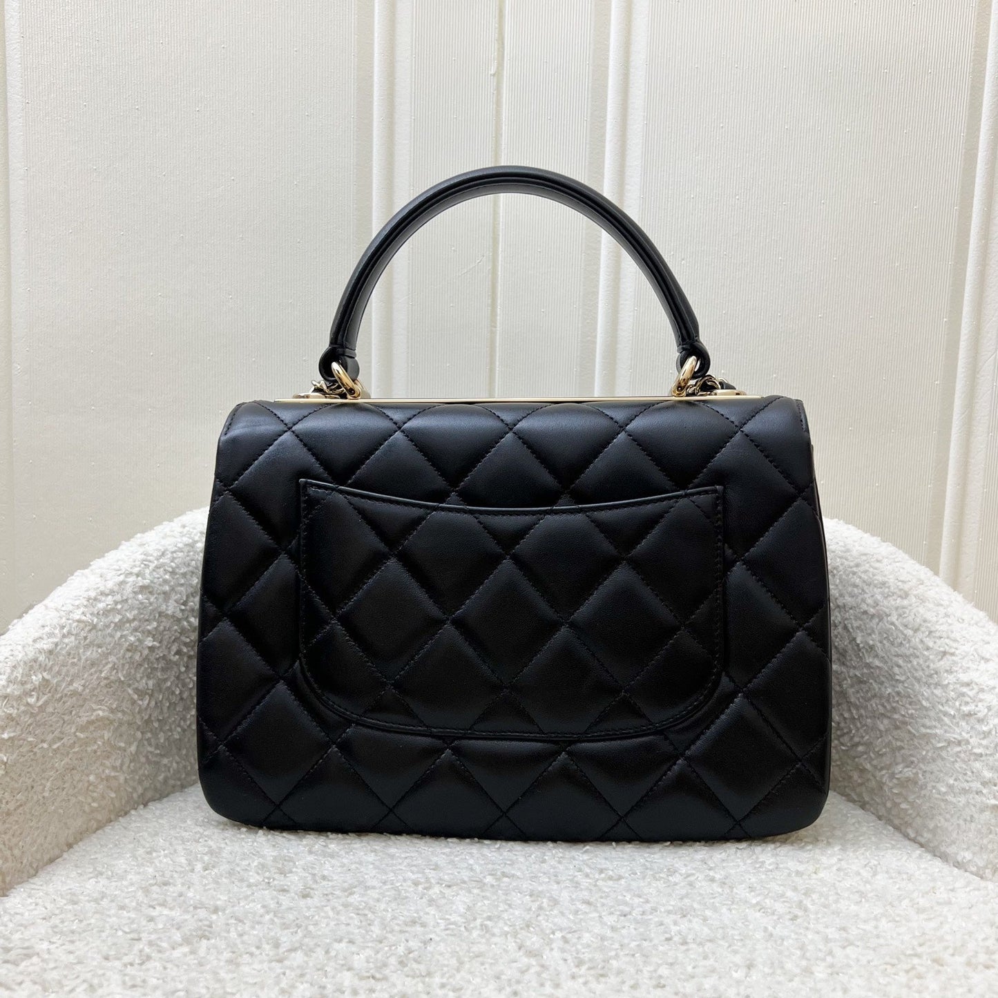 Chanel Small Trendy Cc Top Handle Flap In Black Lambskin Lghw ( ) Bag