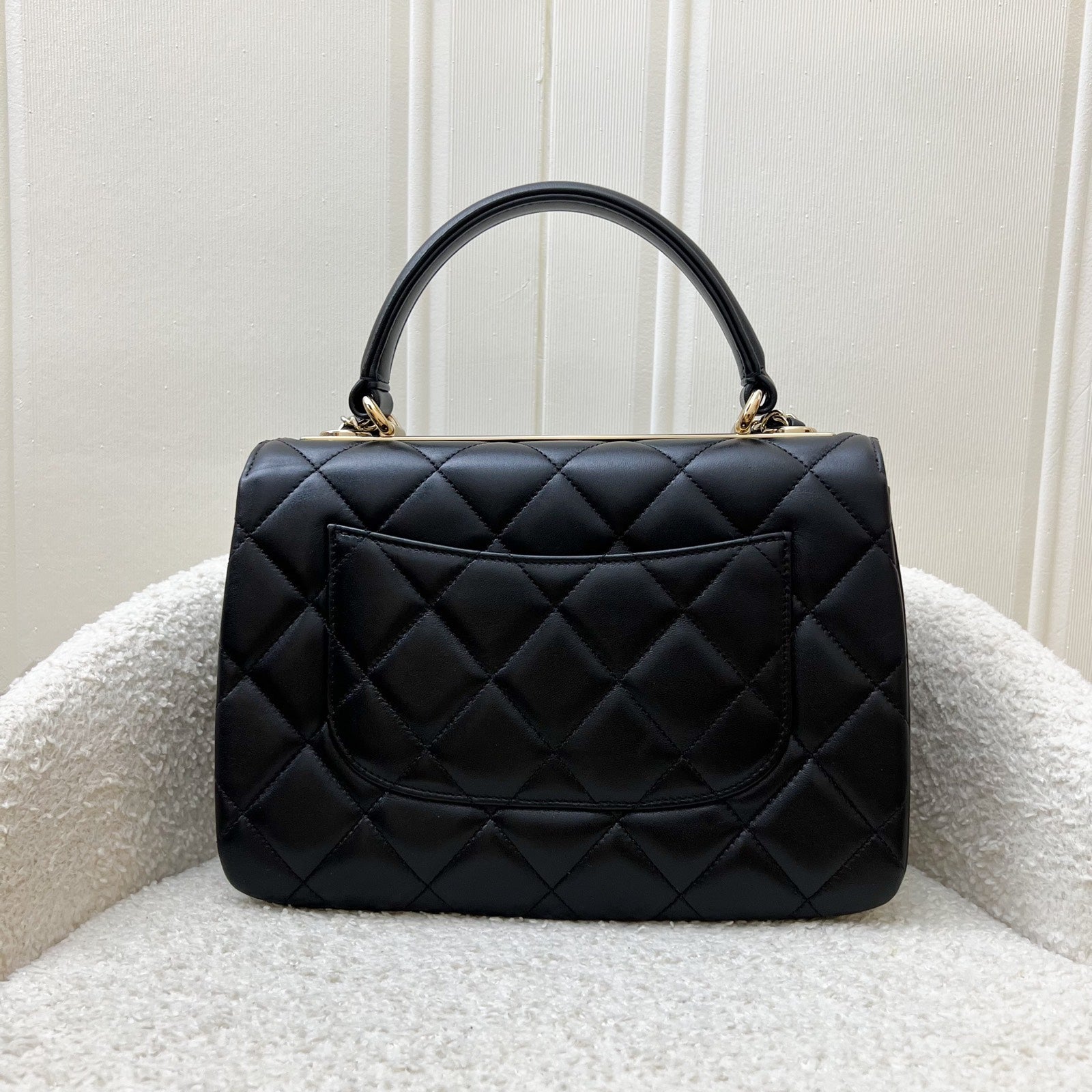 Chanel Small Trendy Cc Top Handle Flap In Black Lambskin Lghw ( ) Bag