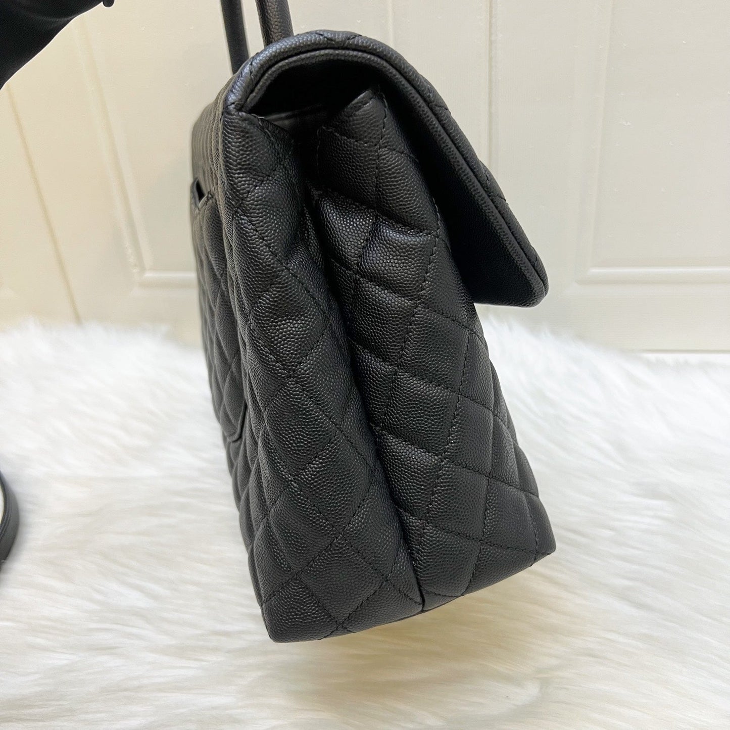Chanel Large 32Cm Coco Handle Flap In Black Caviar And Aghw Bag