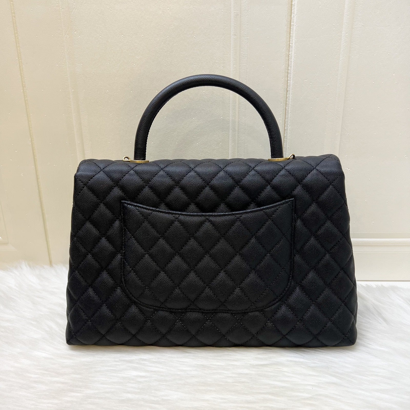 Chanel Large 32Cm Coco Handle Flap In Black Caviar And Aghw Bag