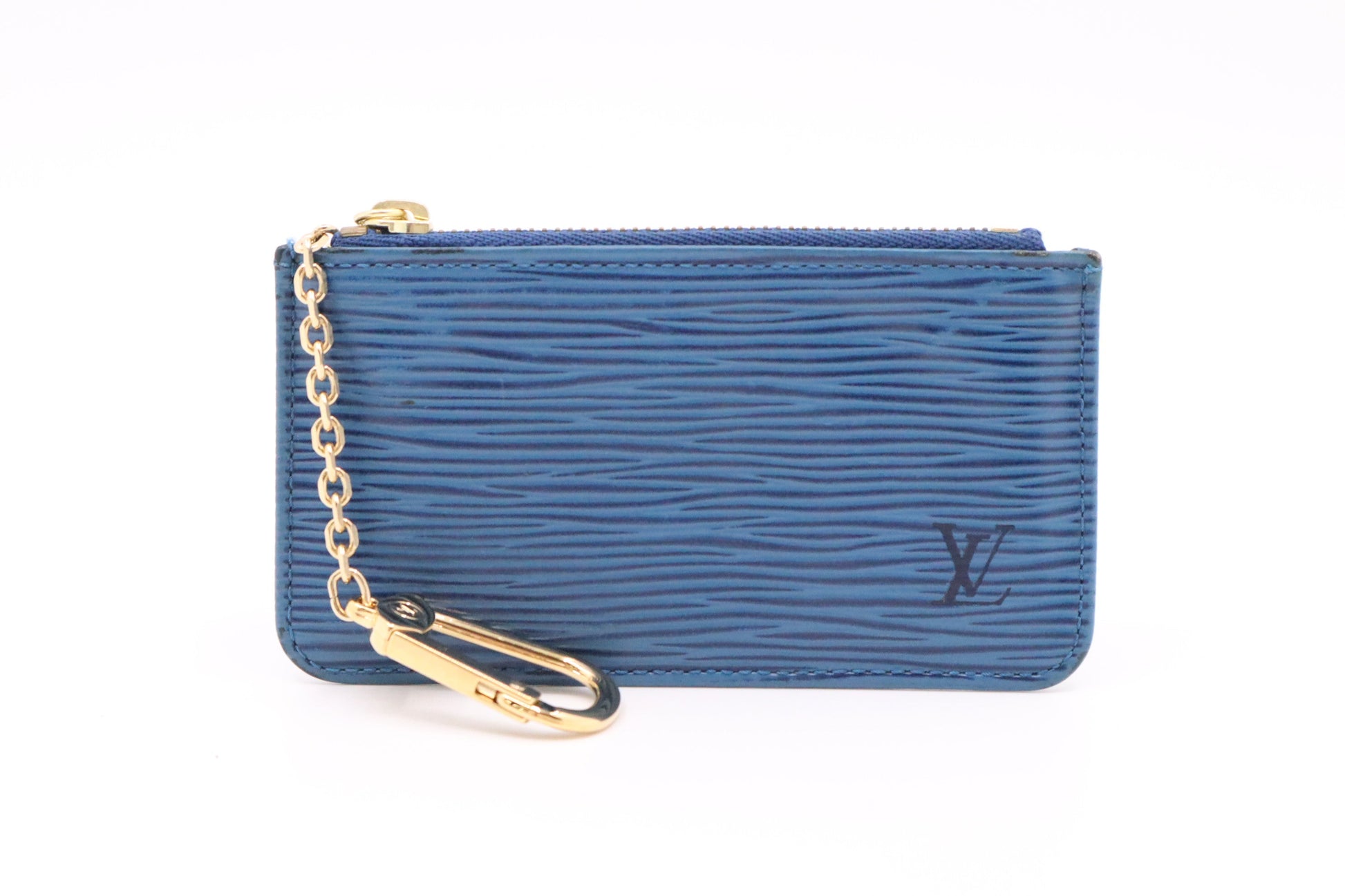 Louis Vuitton Pochette Cles Epi Leather Blue Wallet Case