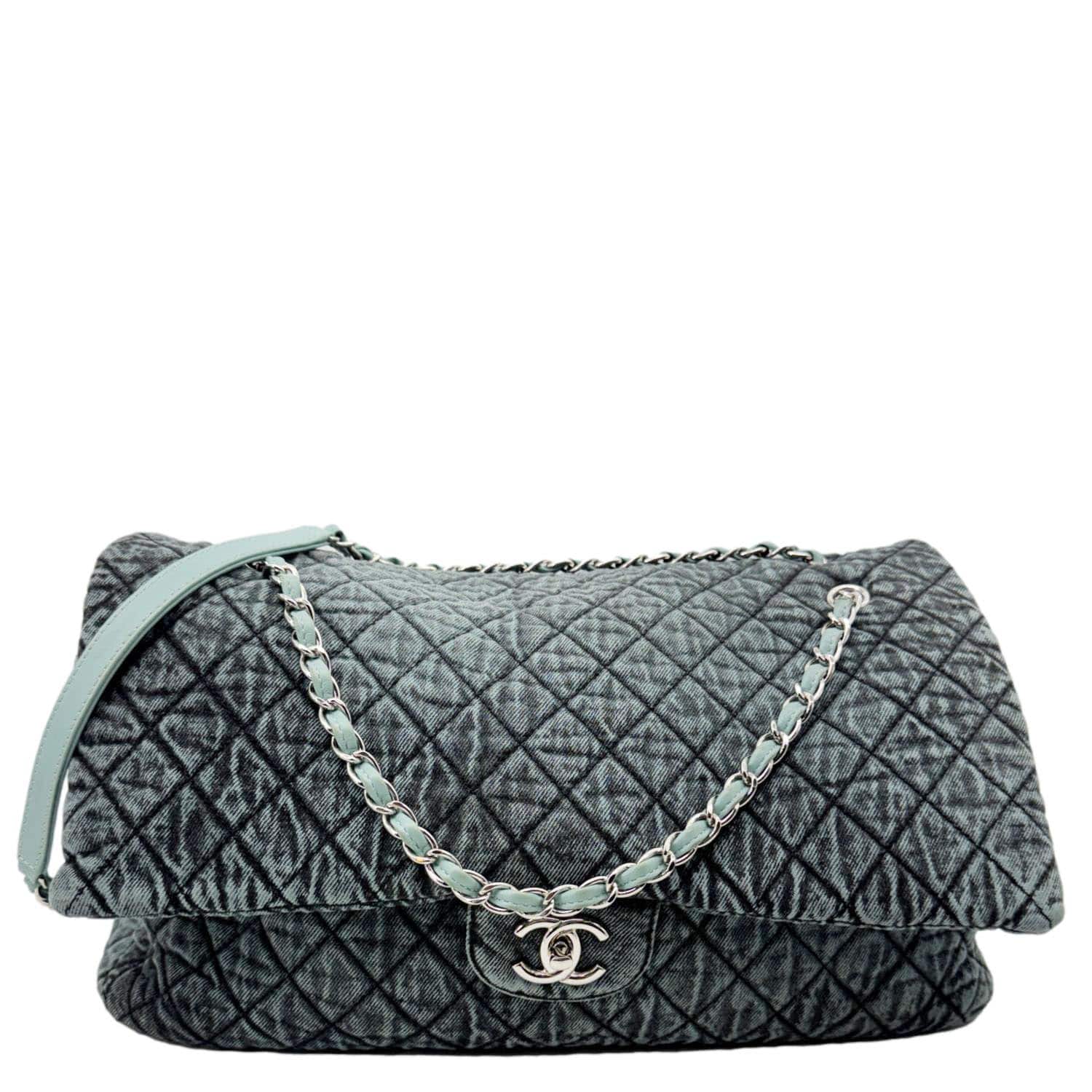 Chanel Denimpression Flap XXL Distressed Denim Blue Travel Bag