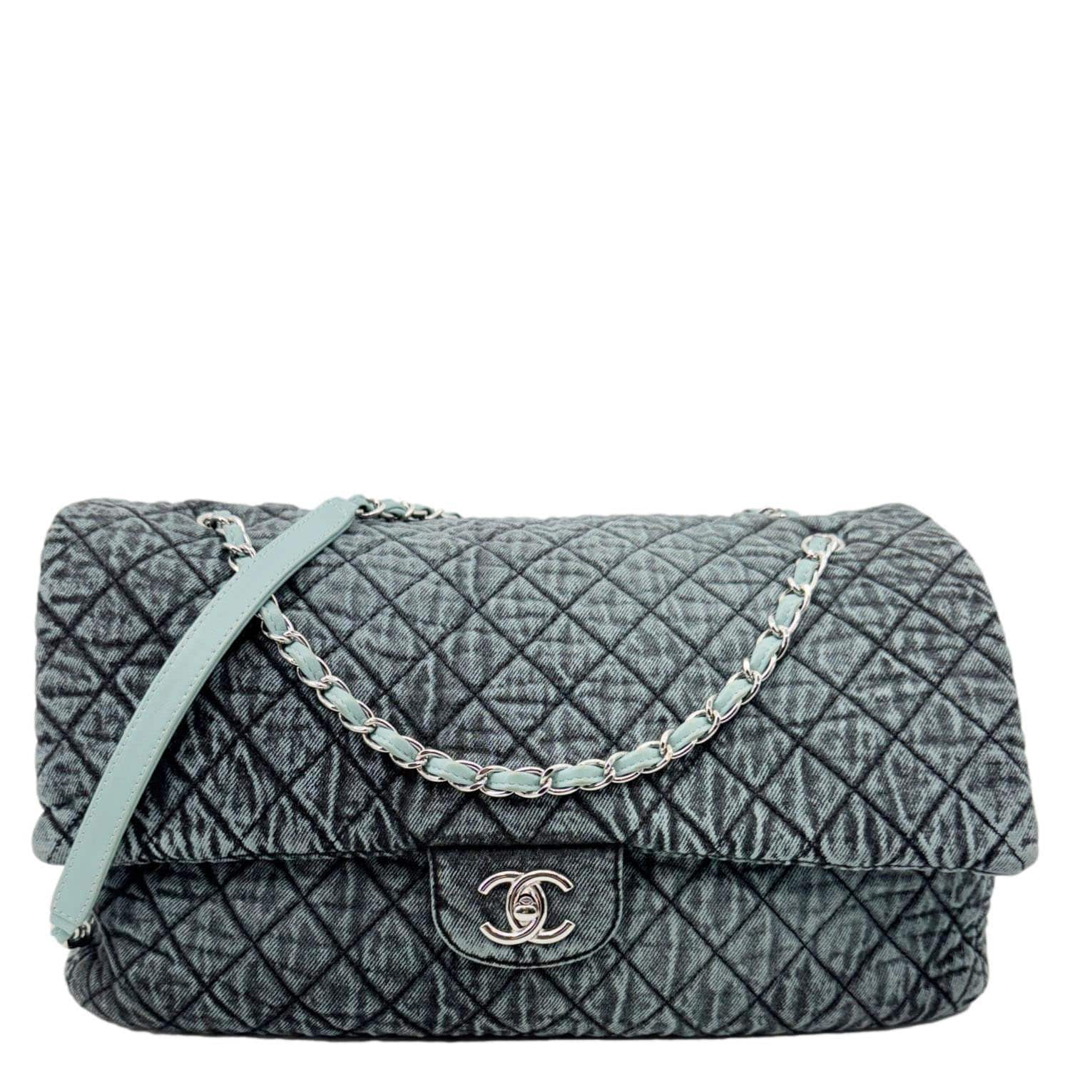 Chanel Denimpression Flap XXL Distressed Denim Blue Travel Bag
