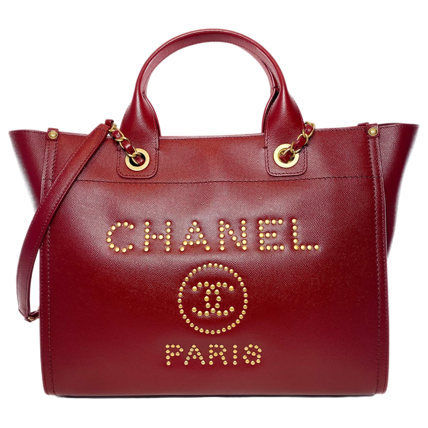 Chanel Red Studded Medium Deauville