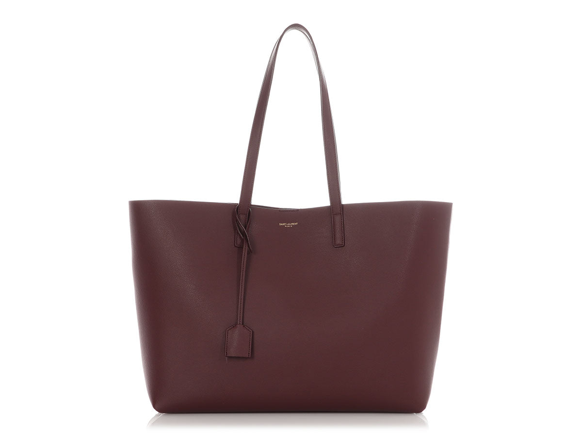 YSL Saint Laurent Burgundy Shopping Tote Large Tote Bag