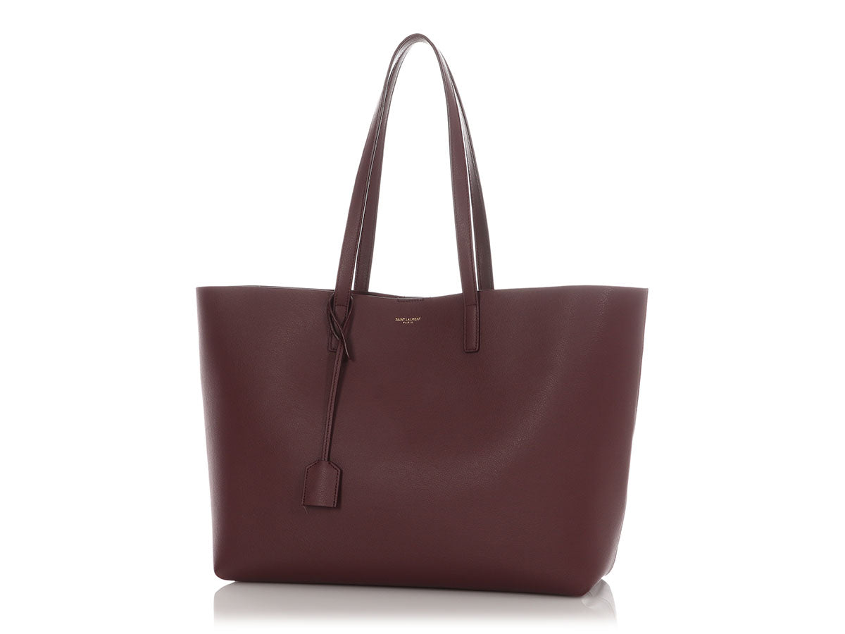 YSL Saint Laurent Burgundy Shopping Tote Large Tote Bag
