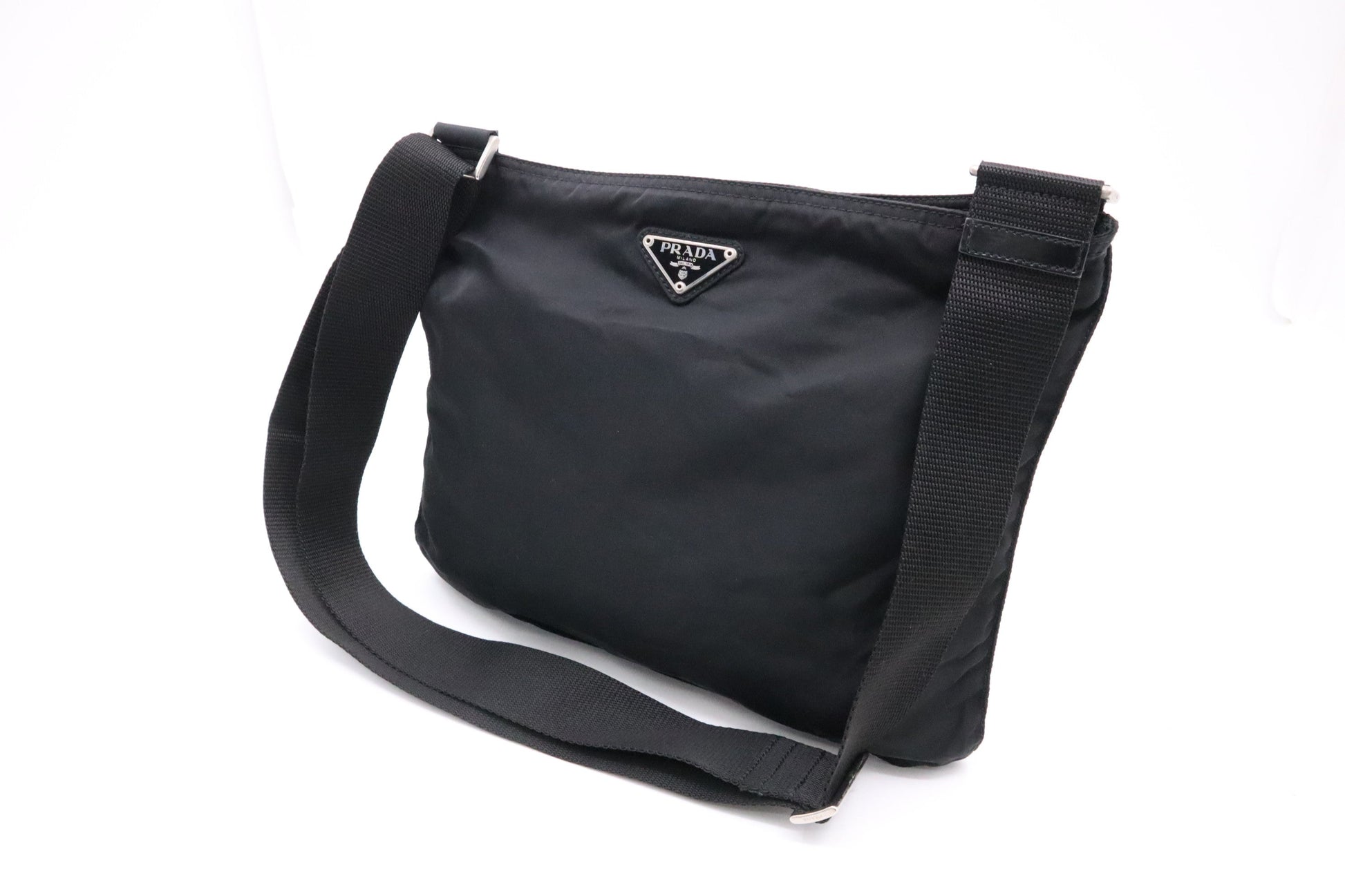 Prada Flat Crossbody In Handbag Nylon Black Shoes