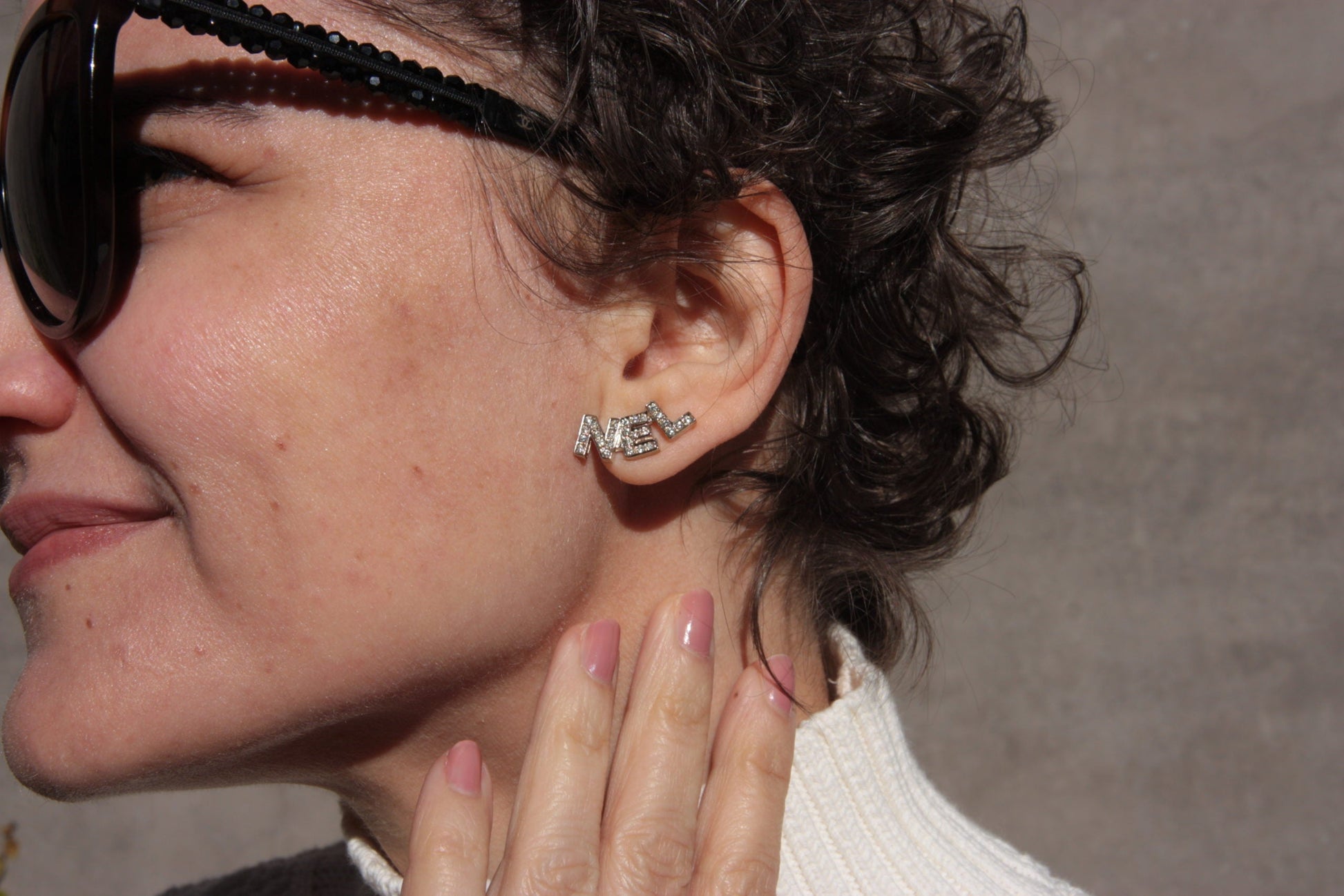 Chanel New Gold And Crystal Logo Stud Signature Earrings