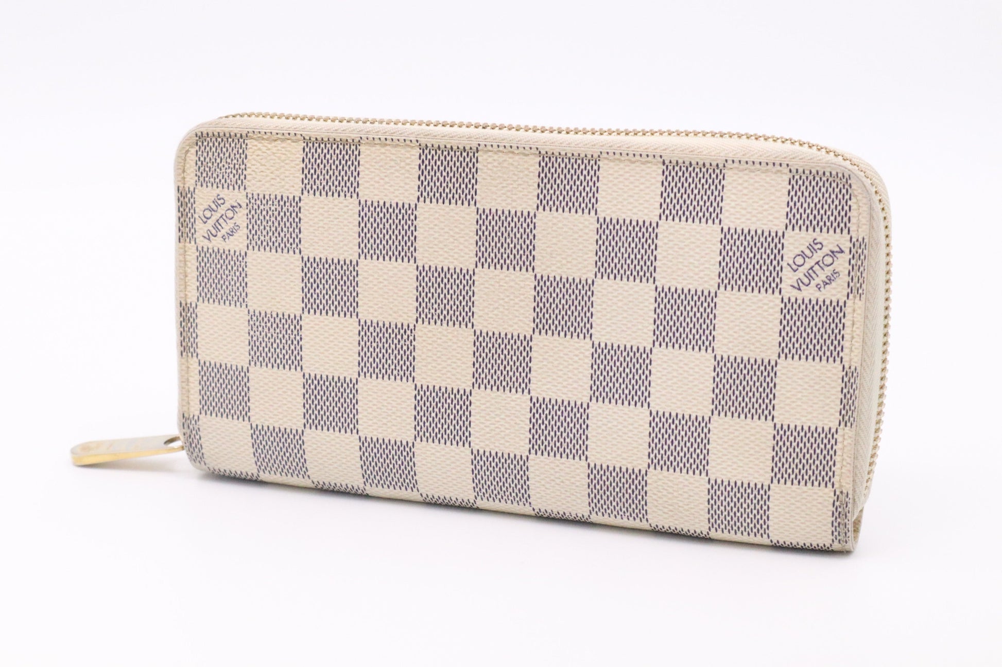 Louis Vuitton Long Zippy Damiere Azur Canvas Wallet Case Azur Canvas