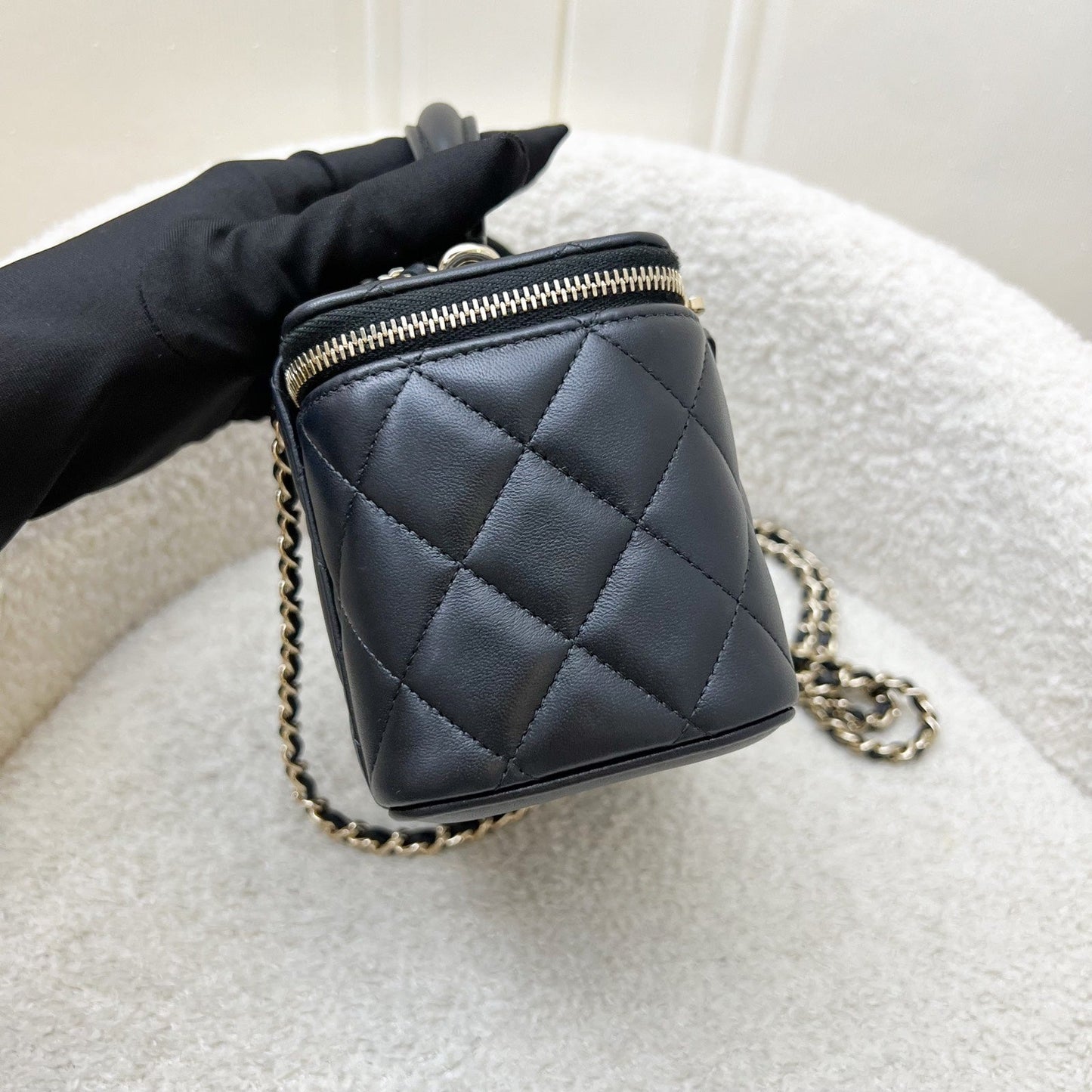 Chanel Top Handle Small Vanity In Black Lambskin And Lghw Bag